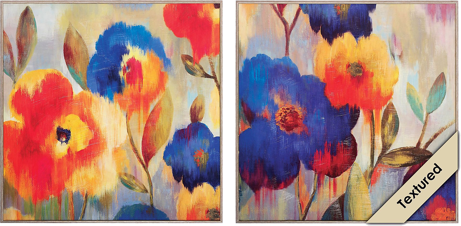 Ikat Florals Set of 2 Artwork - Image 1