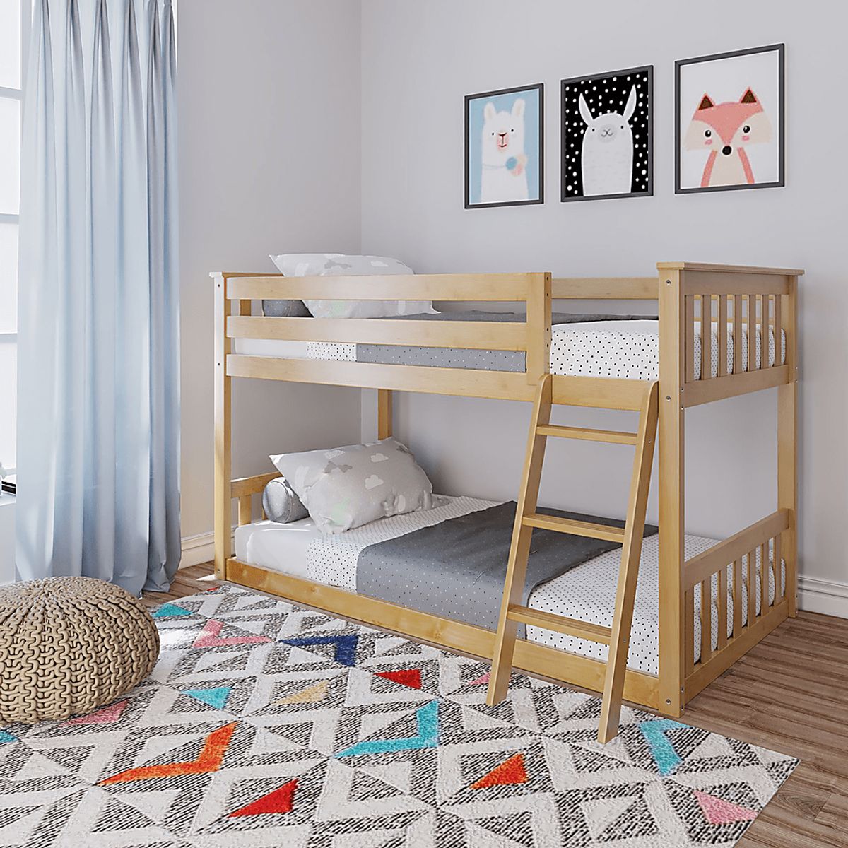 Imonie Beige Colors,Light Wood,White Twin/Twin Bunk Bed | Rooms to Go