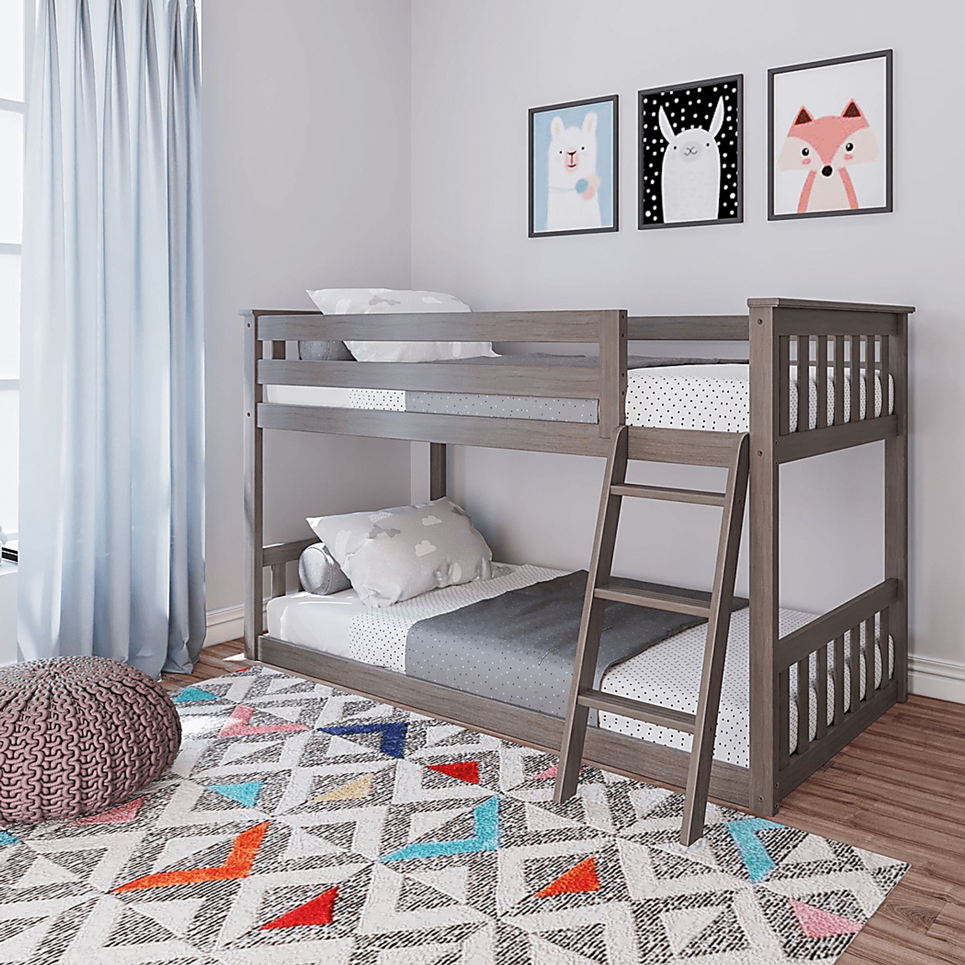 Kids Imonie Gray Twin/Twin Low Loft Bunk Bed - Image 1