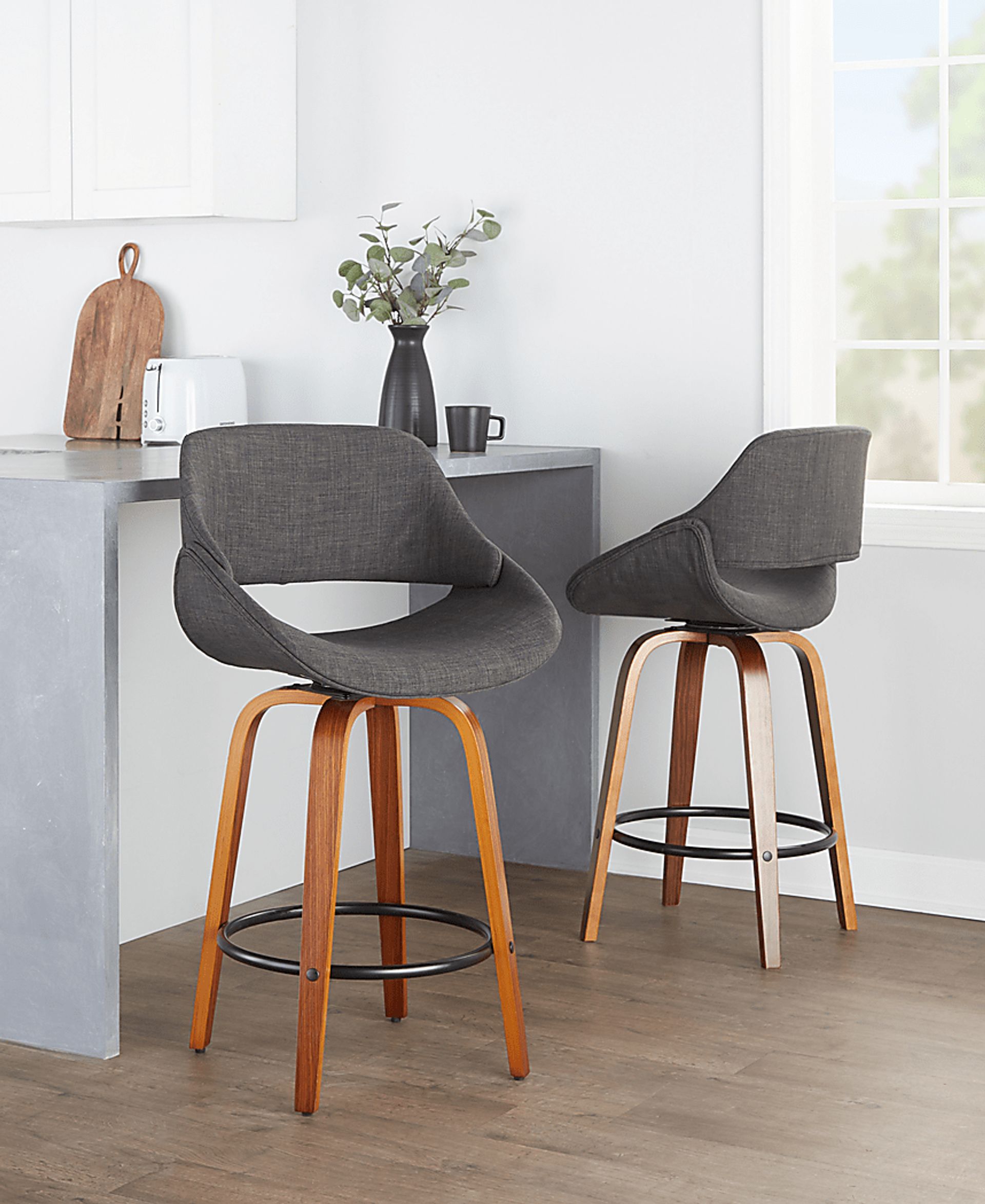 Inaran I Charcoal Swivel Counter Height Stool, Set of 2 - Image 2