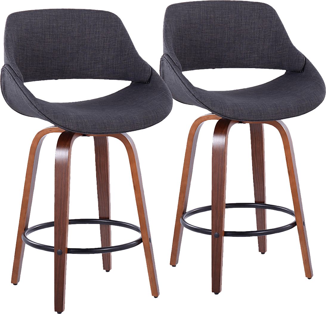 Inaran I Charcoal Swivel Counter Height Stool, Set of 2
