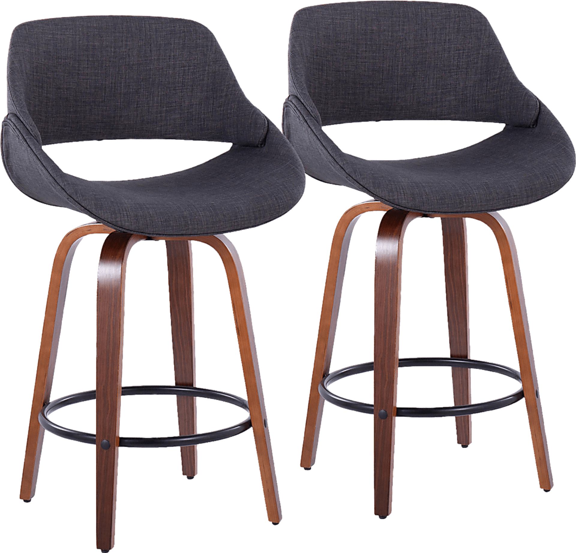 Inaran I Charcoal Swivel Counter Height Stool, Set of 2 - Image 1