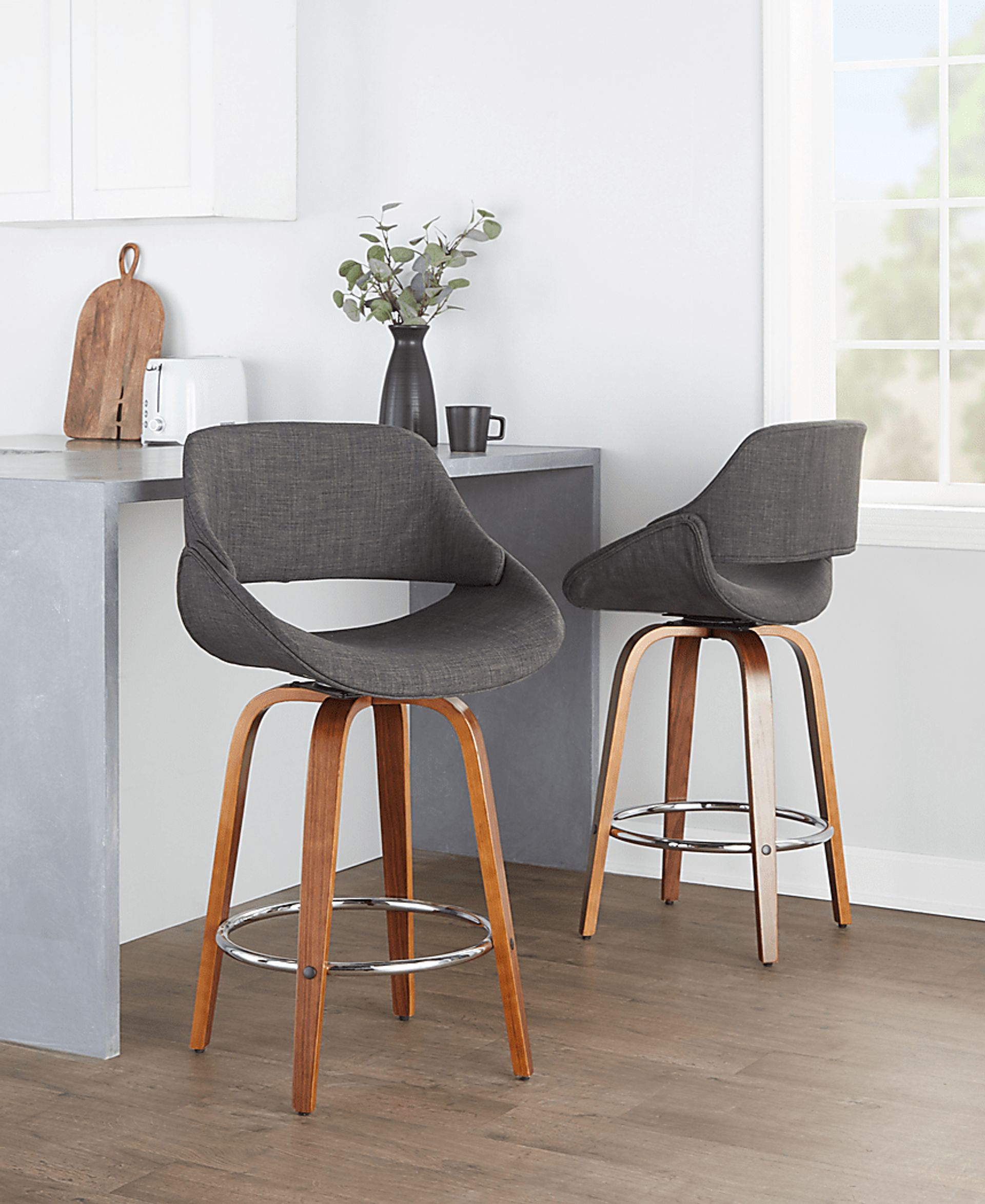 Inaran II Charcoal Swivel Counter Height Stool, Set of 2 - Image 2