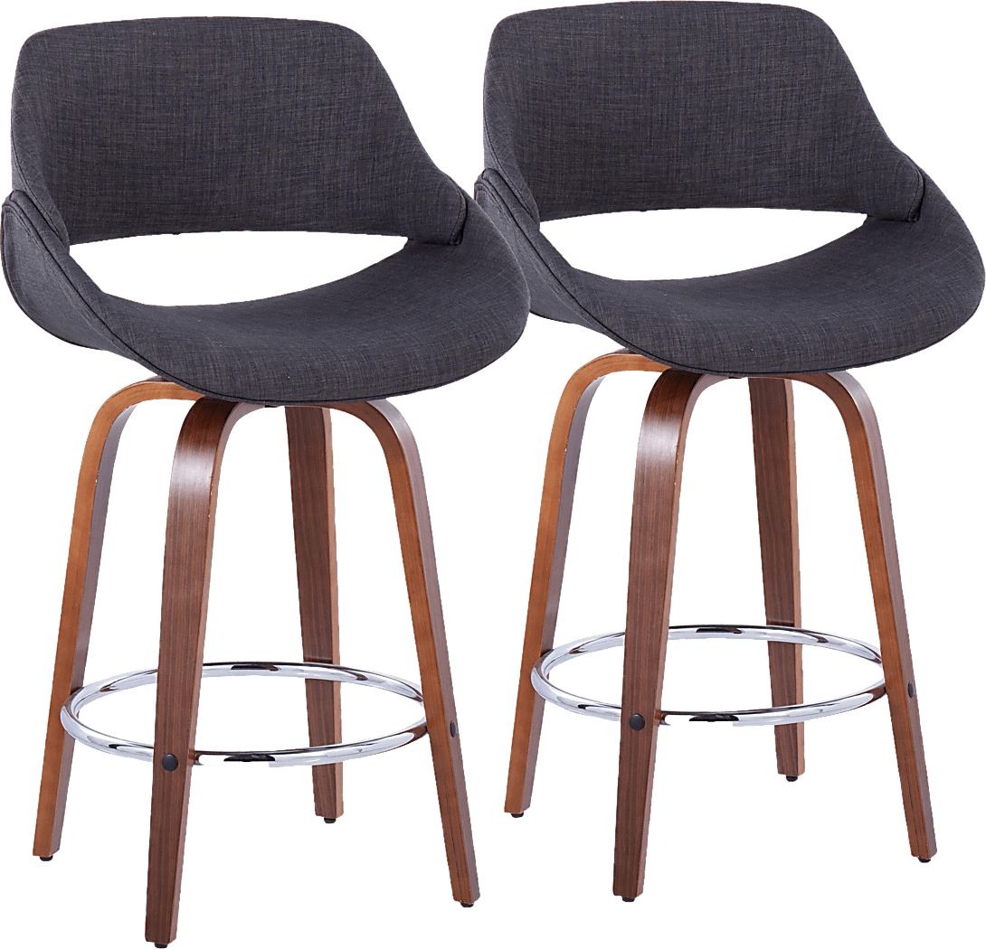 Inaran II Charcoal Swivel Counter Height Stool, Set of 2