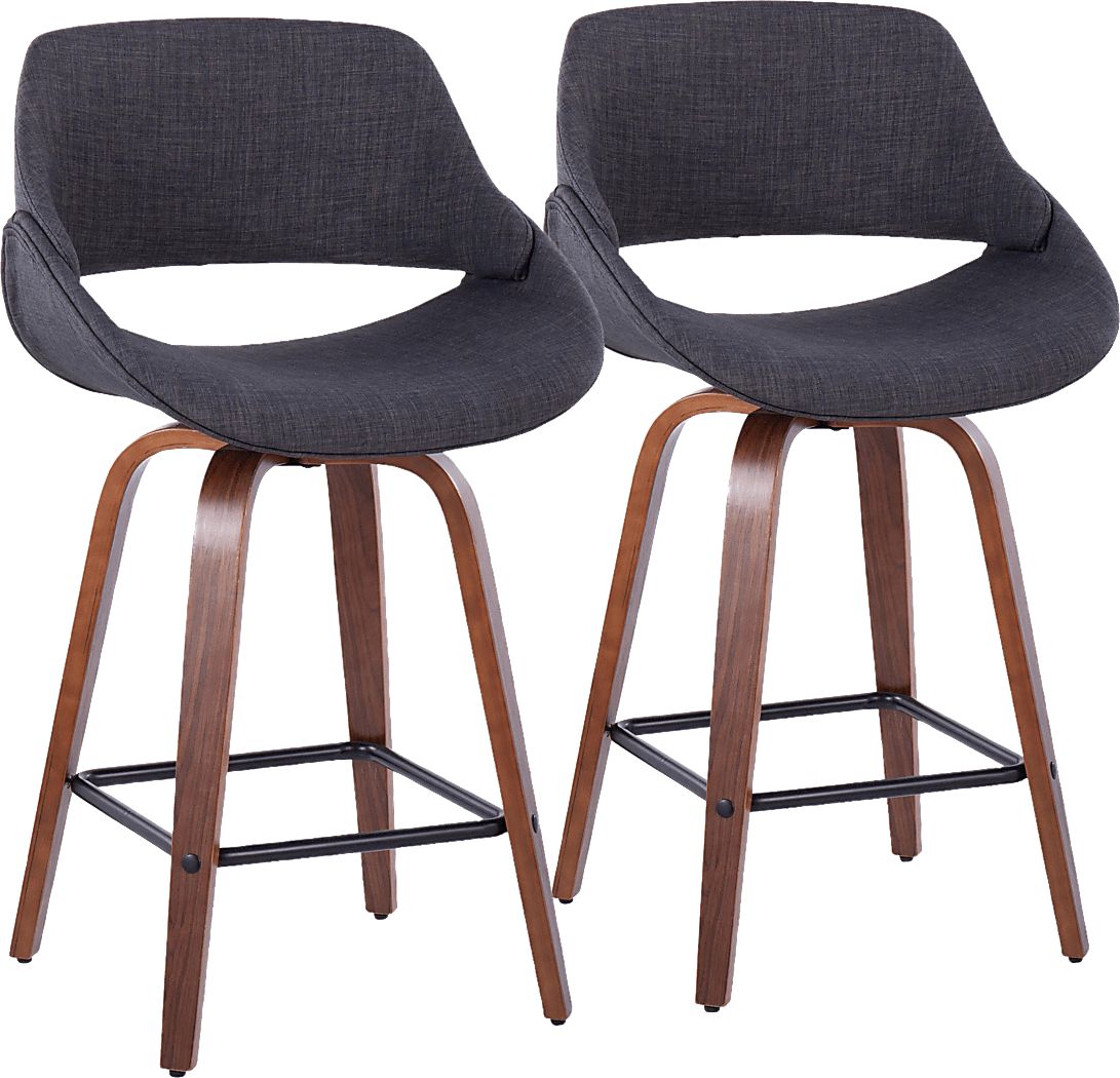 Inaran III Charcoal Swivel Counter Height Stool, Set of 2