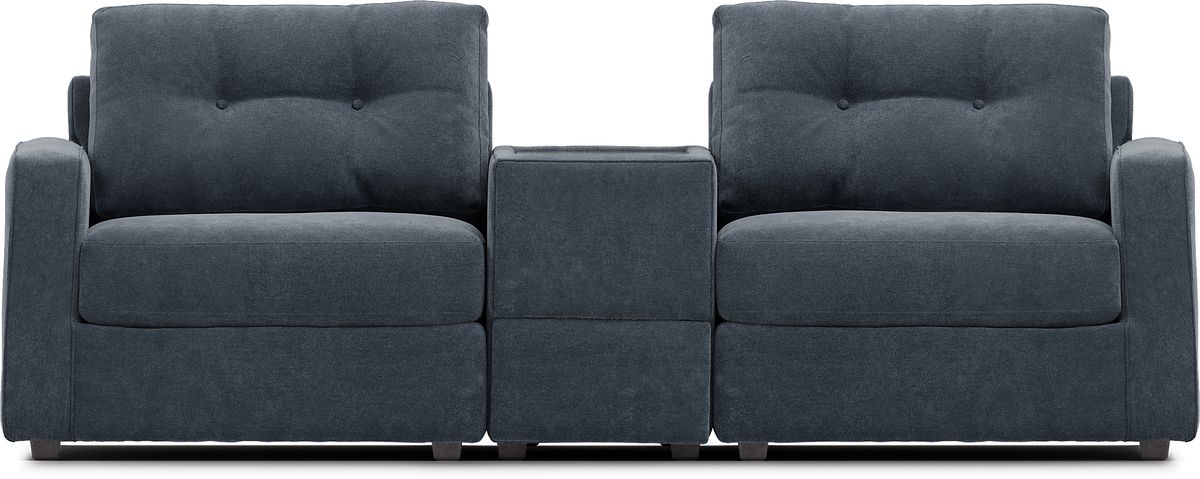 Drew & Jonathan Modularone Indigo Blue Chenille Fabric 3pc 3 Pc Modular ...