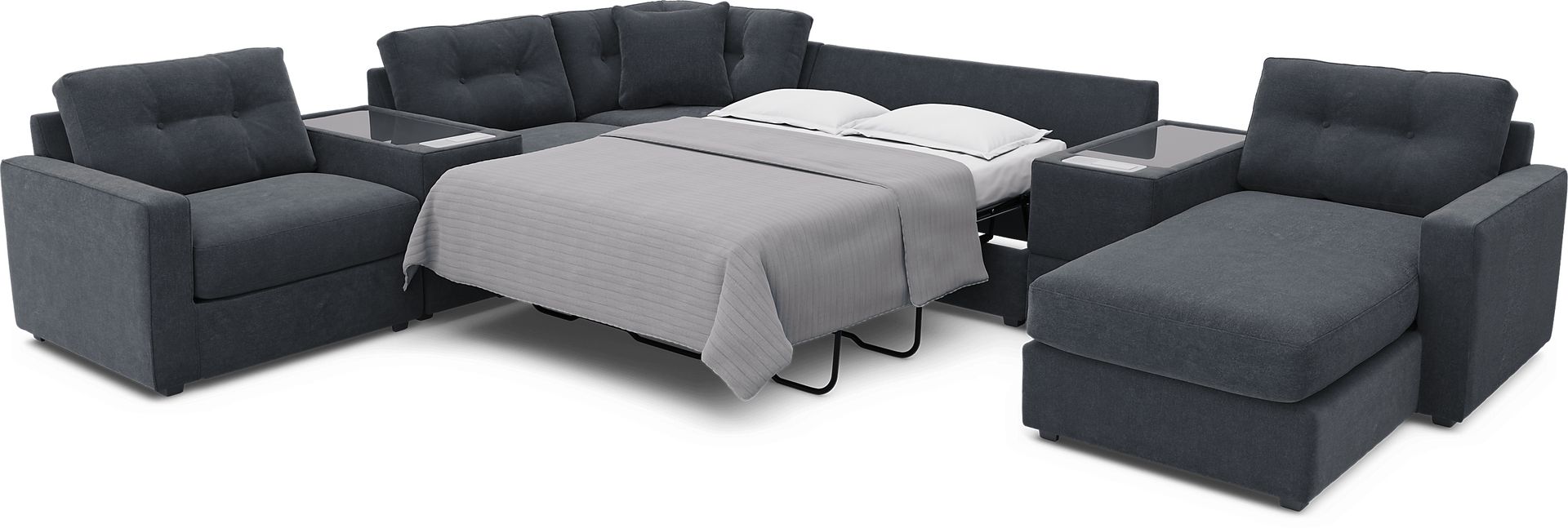 Indigo 7 Pc ModularOne Gel Foam Sleeper with Media Consoles - Image 2