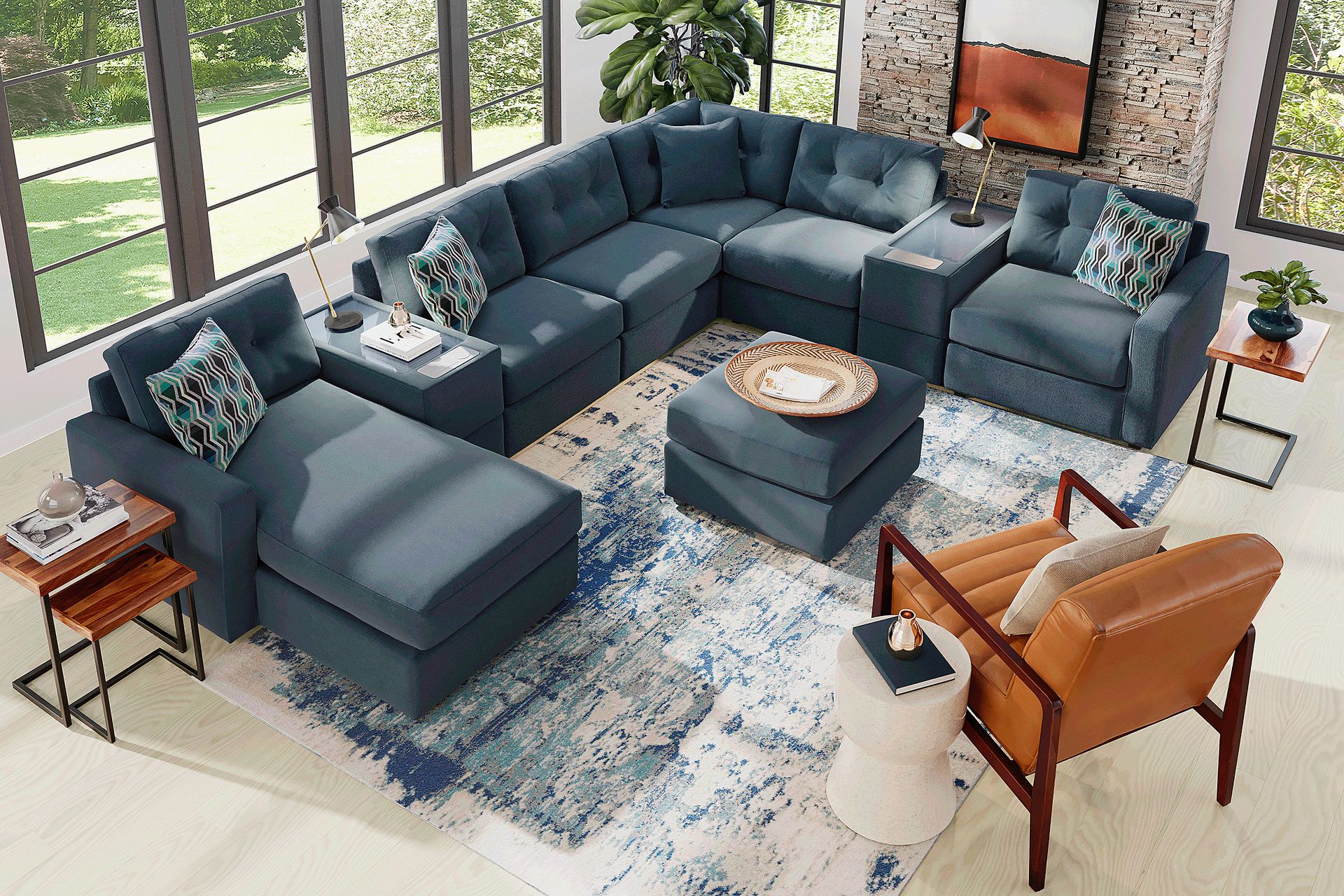 Indigo 8 Pc Power Reclining ModularOne with Media Consoles - Image 2