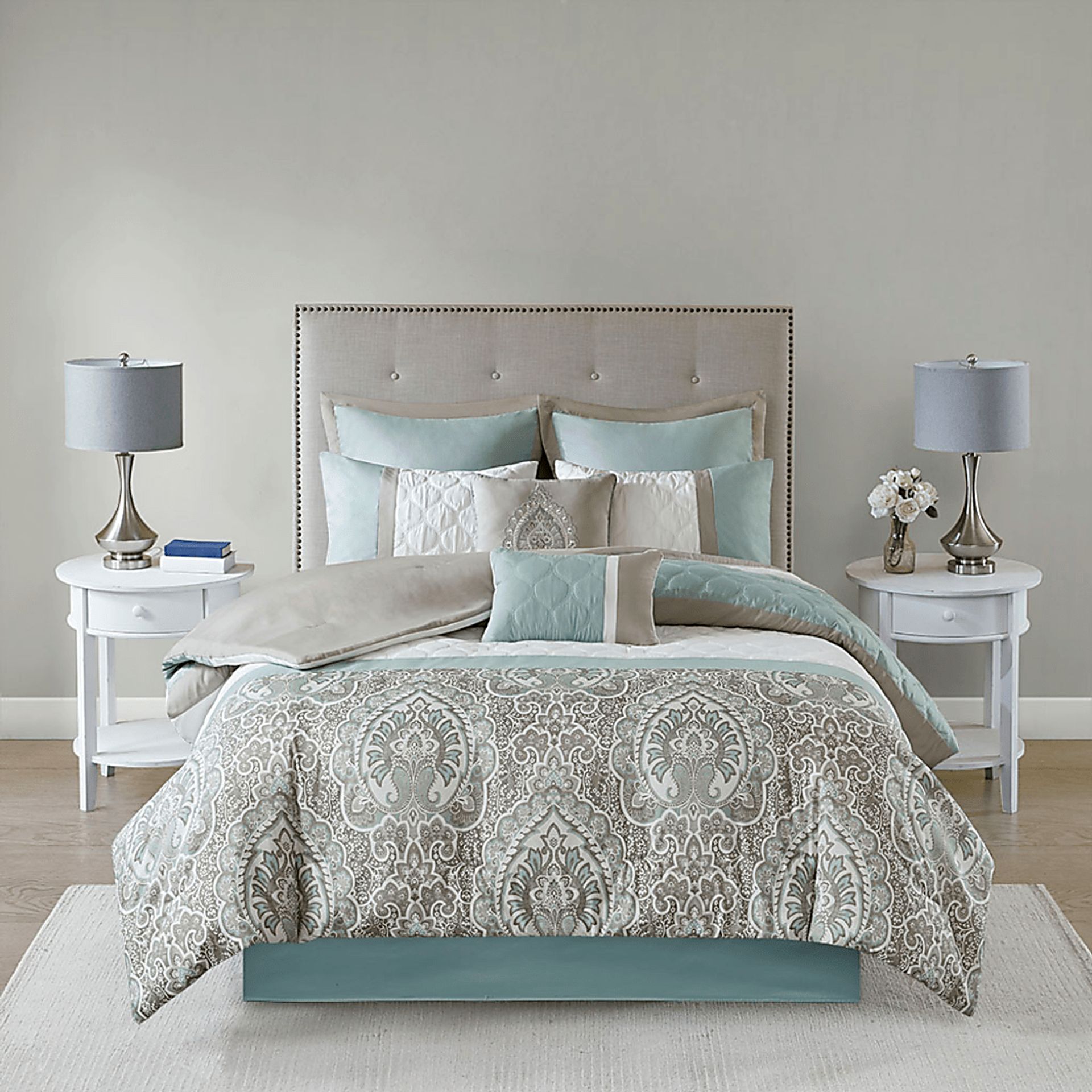 Inerness Green 8 Pc King Comforter Set - Image 3