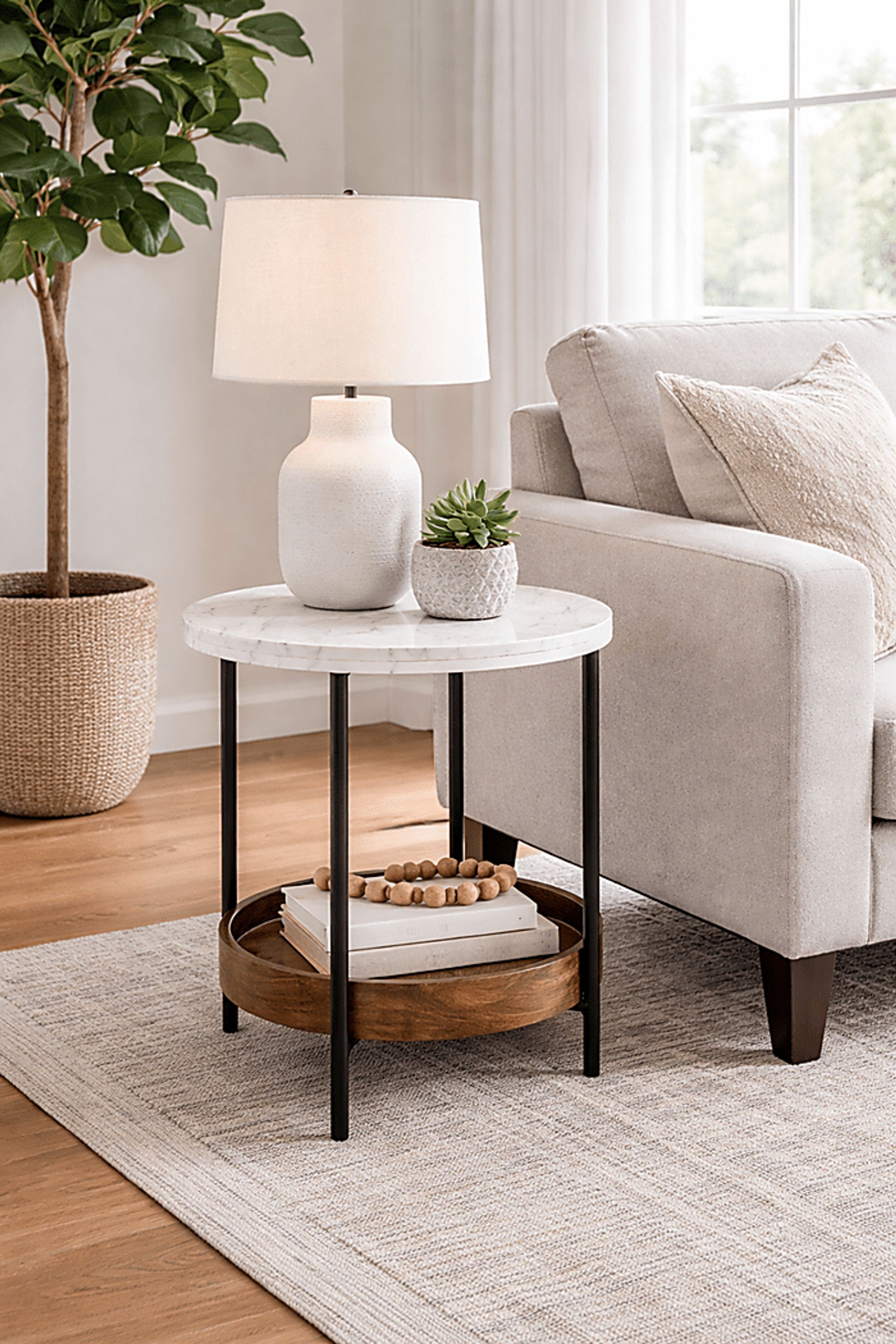 Ingol White/Brown End Table - Image 2