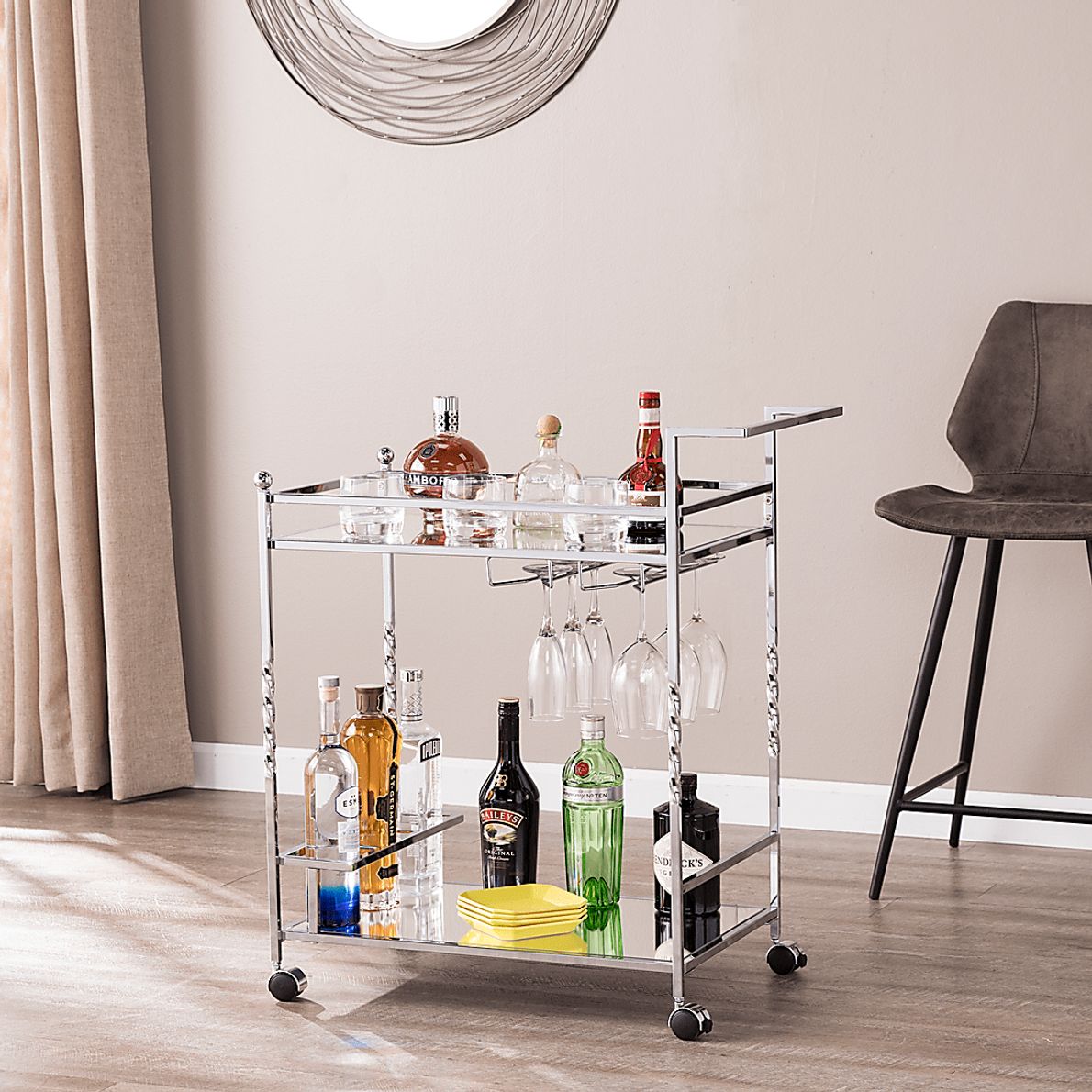 Ingress Silver Bar Cart Rooms To Go