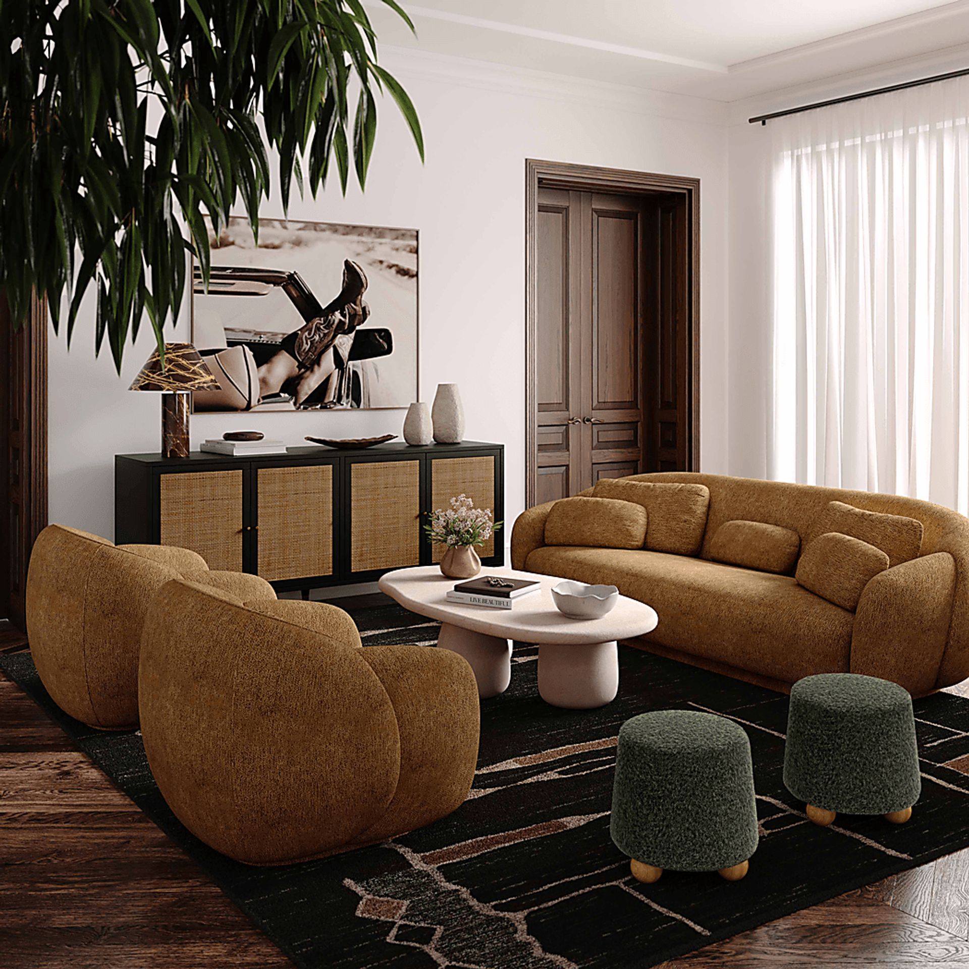 Innitou II Forest Green Small Ottoman - Image 2