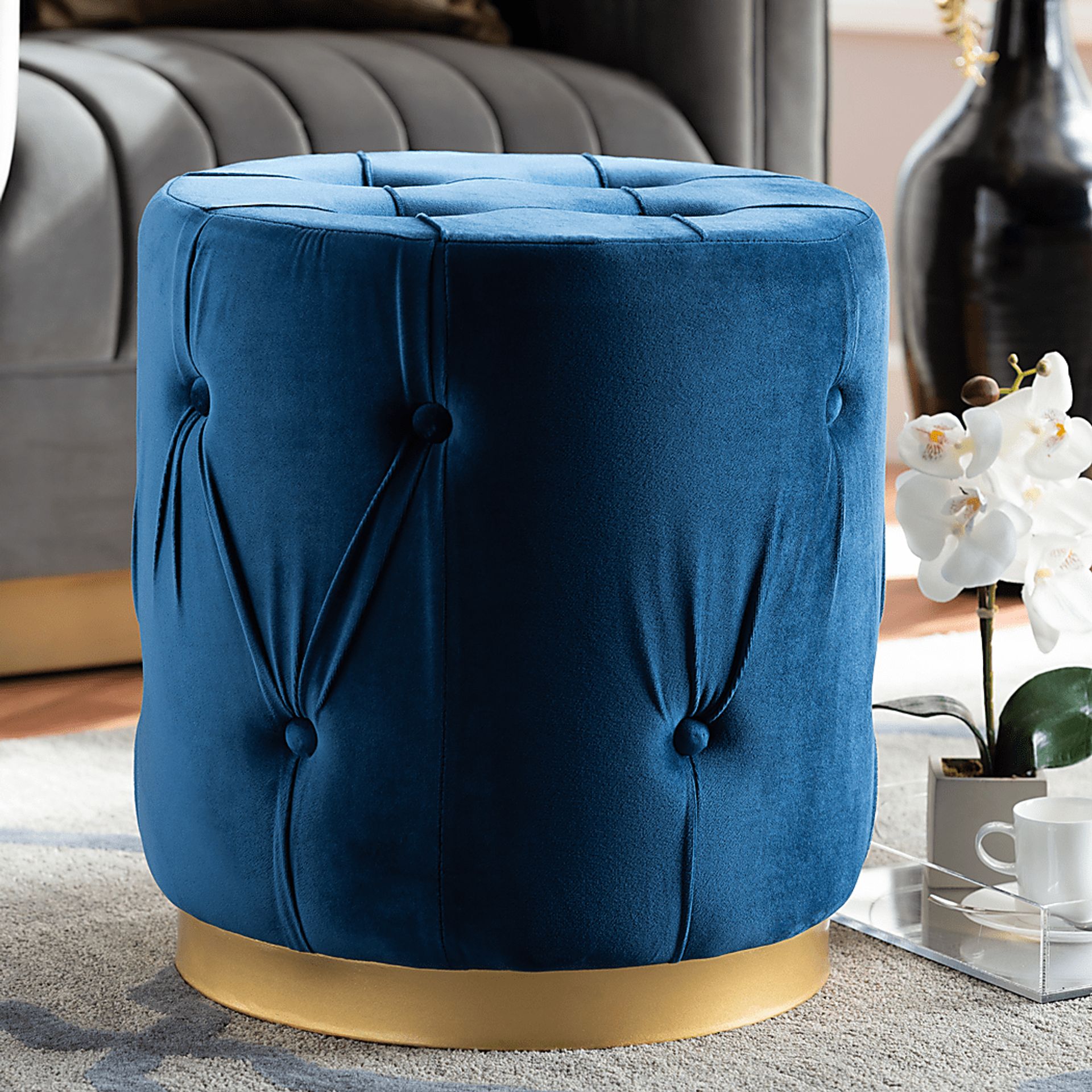 Inona Blue Ottoman - Image 4