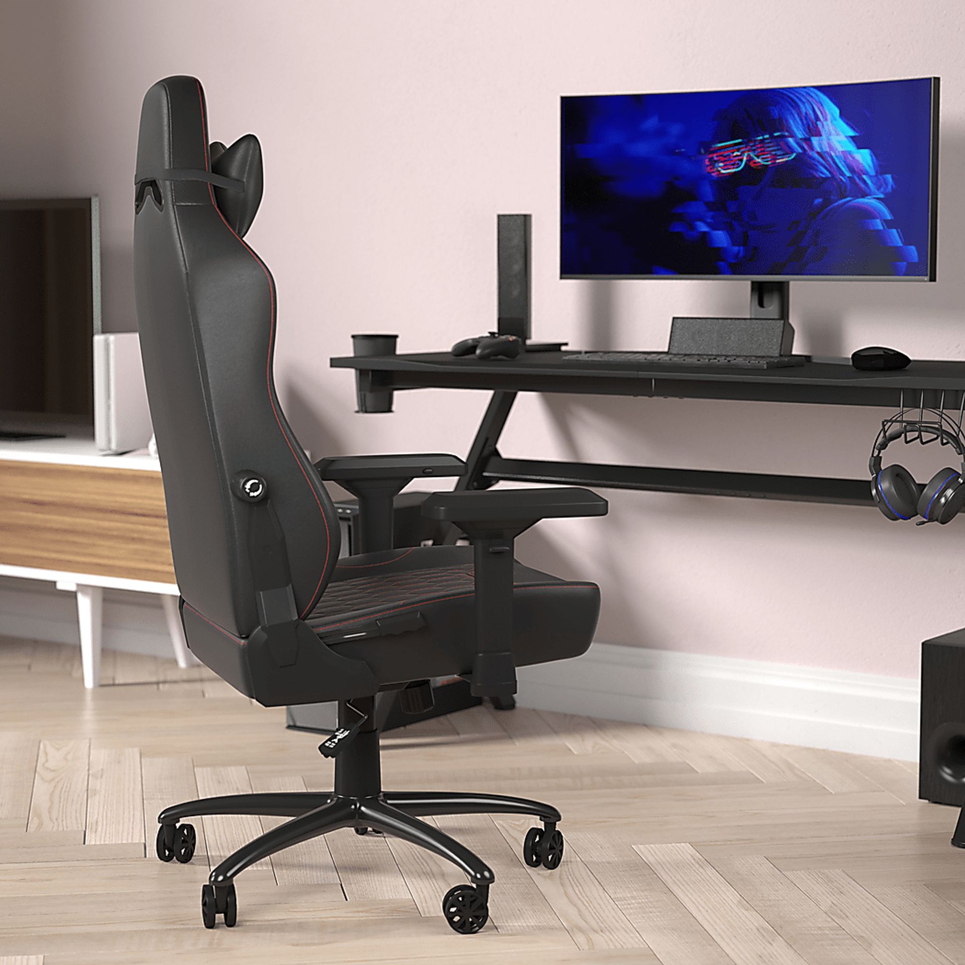 Inshbride Red Office Chair - Image 2