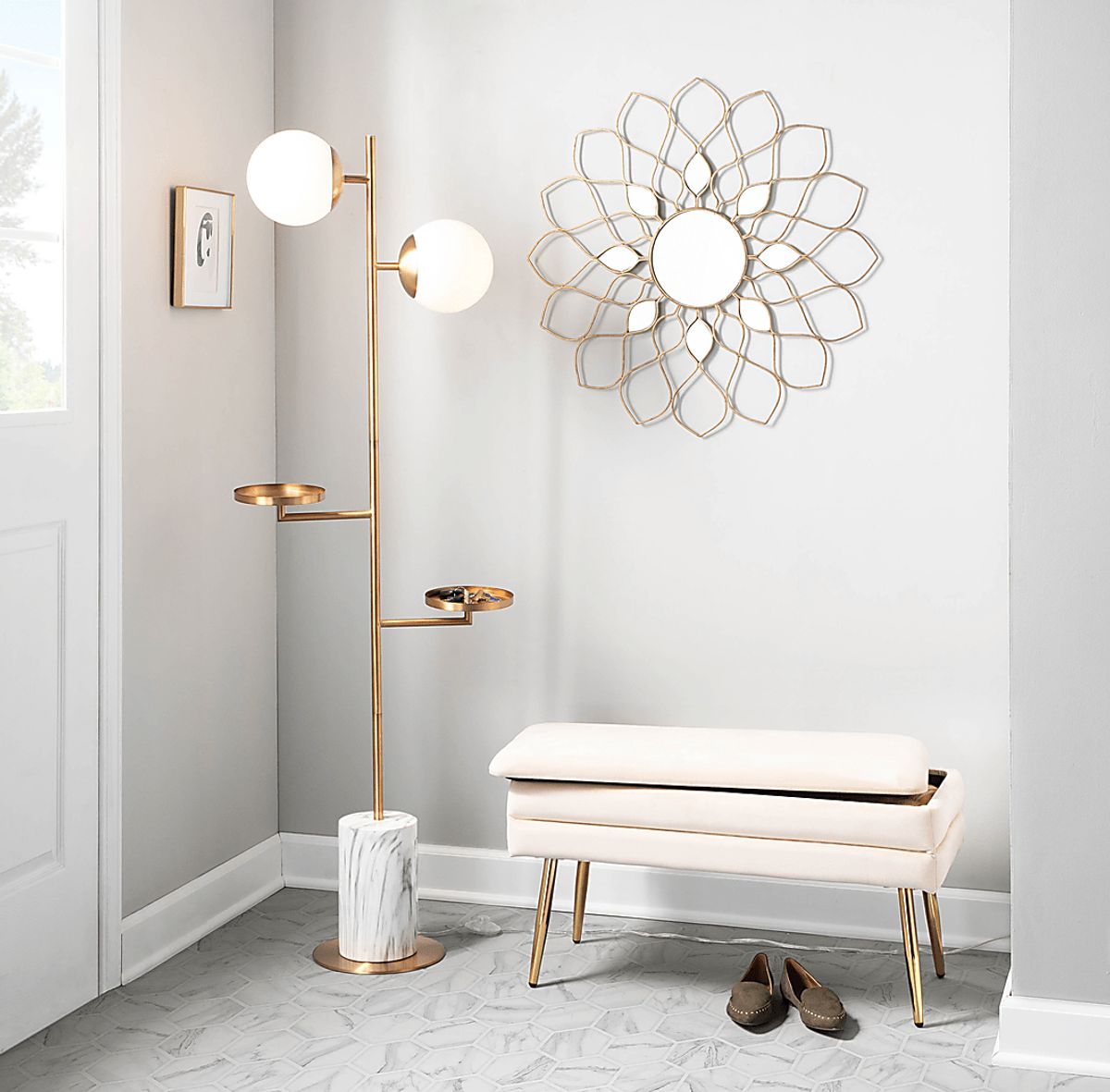 Interlaken Cream Beige Accent Bench | Rooms to Go