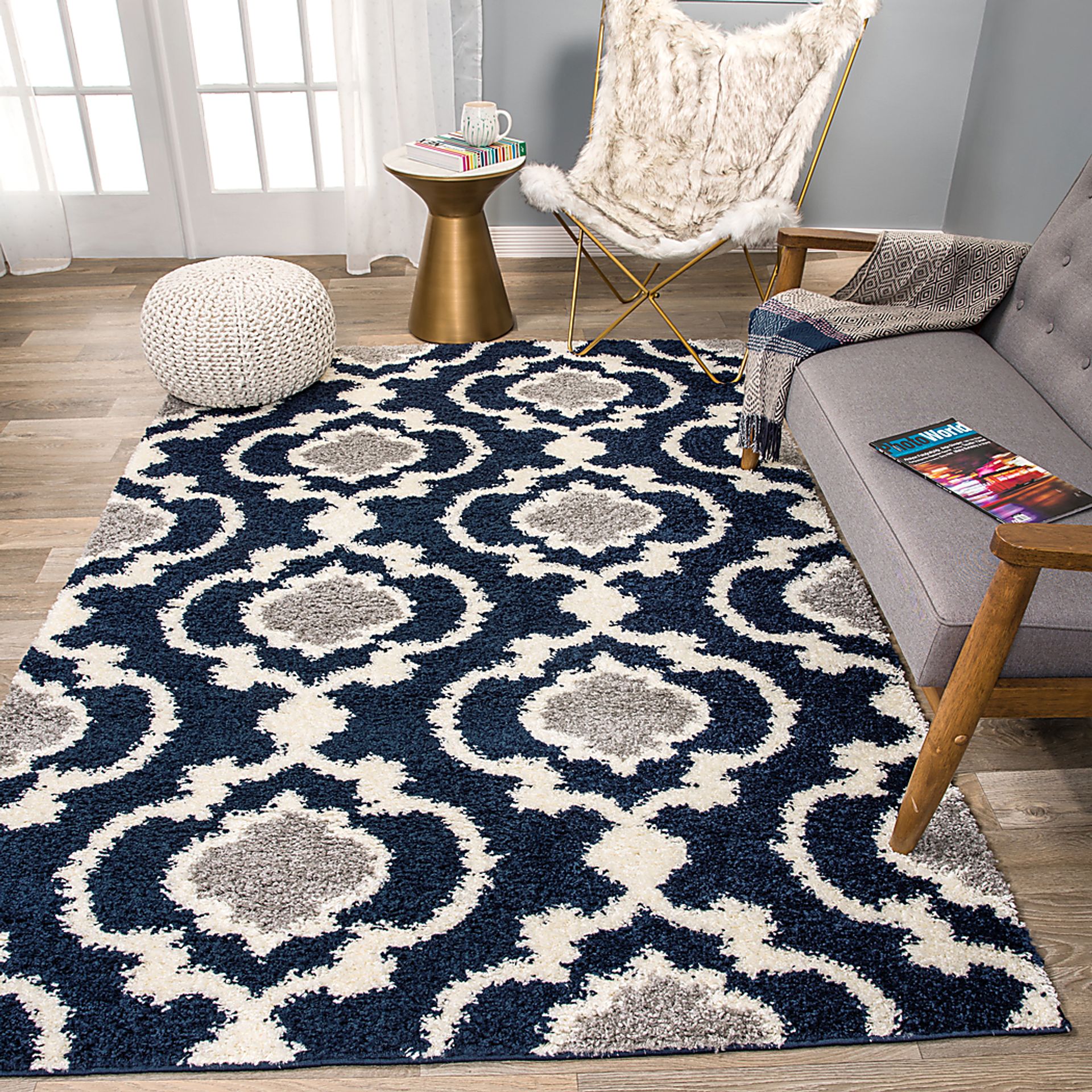 Irenee Navy 5'3 x 7'3 Rug - Image 4