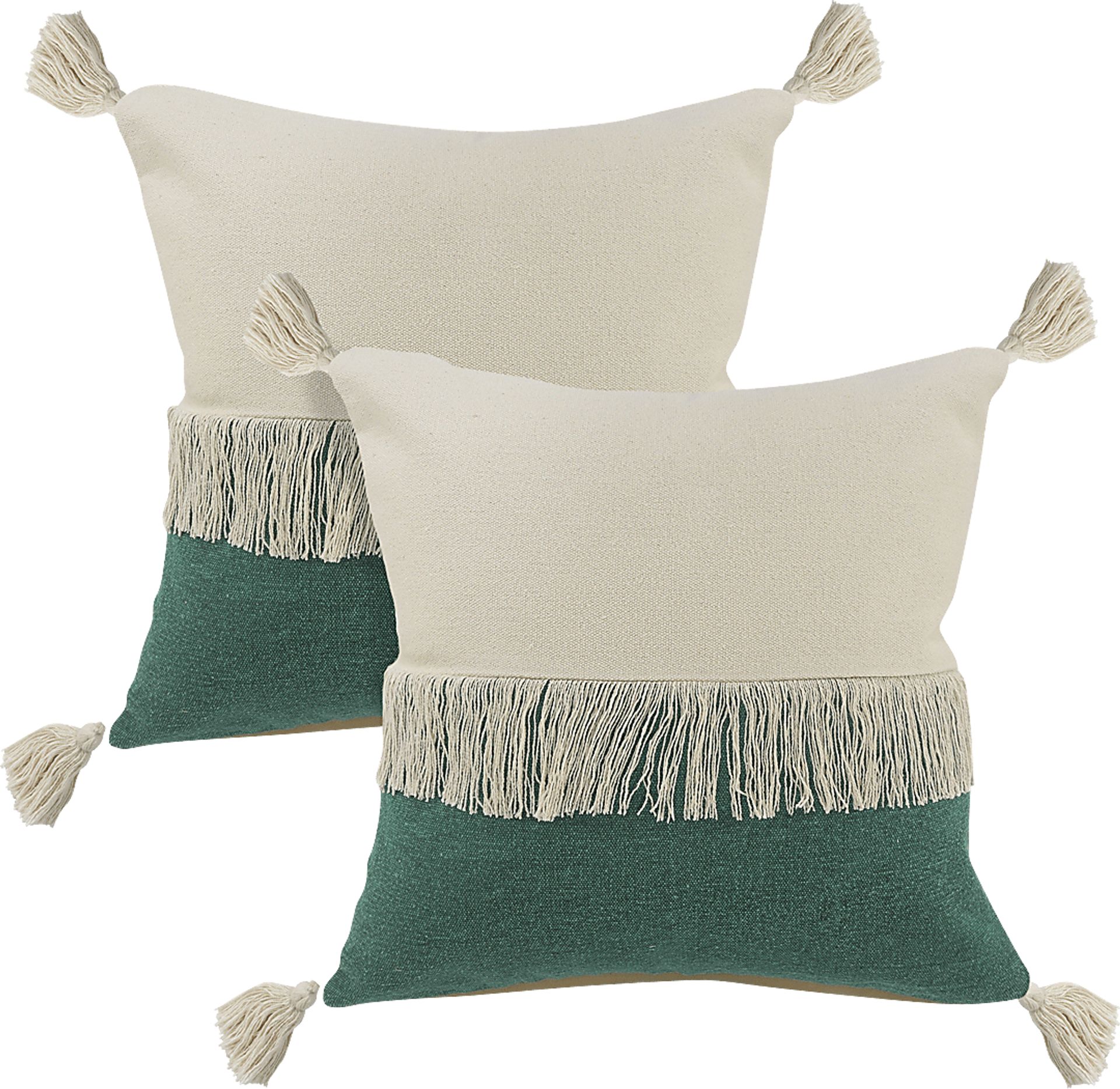 Isaam Cream/Green Pillow, Set of 2 - Image 1