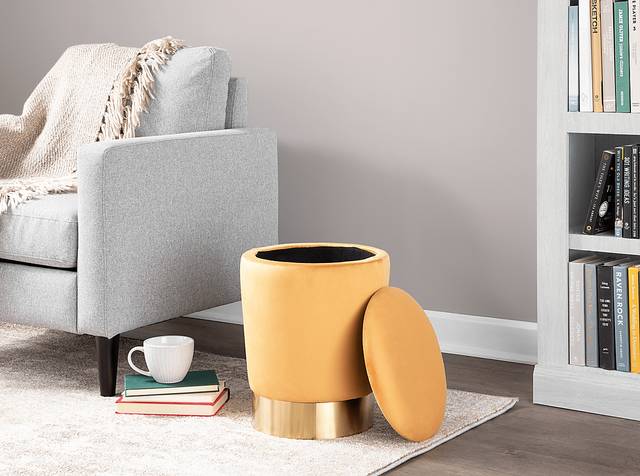 Isbill Orange Accent Ottoman - Thumbnail - Image 5