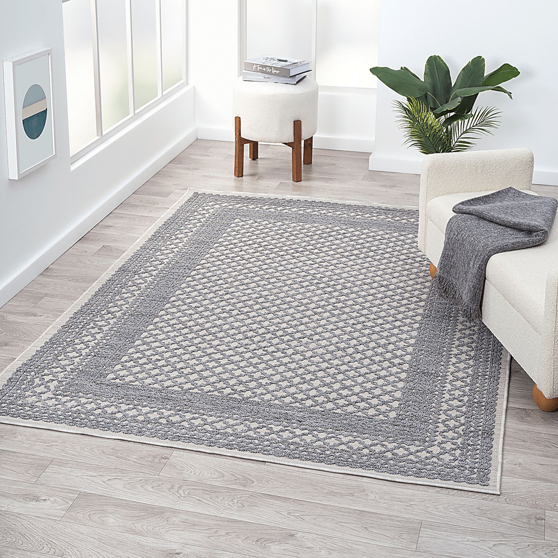 Isioco Blue 5' x 7' Indoor/Outdoor Rug - Image 2