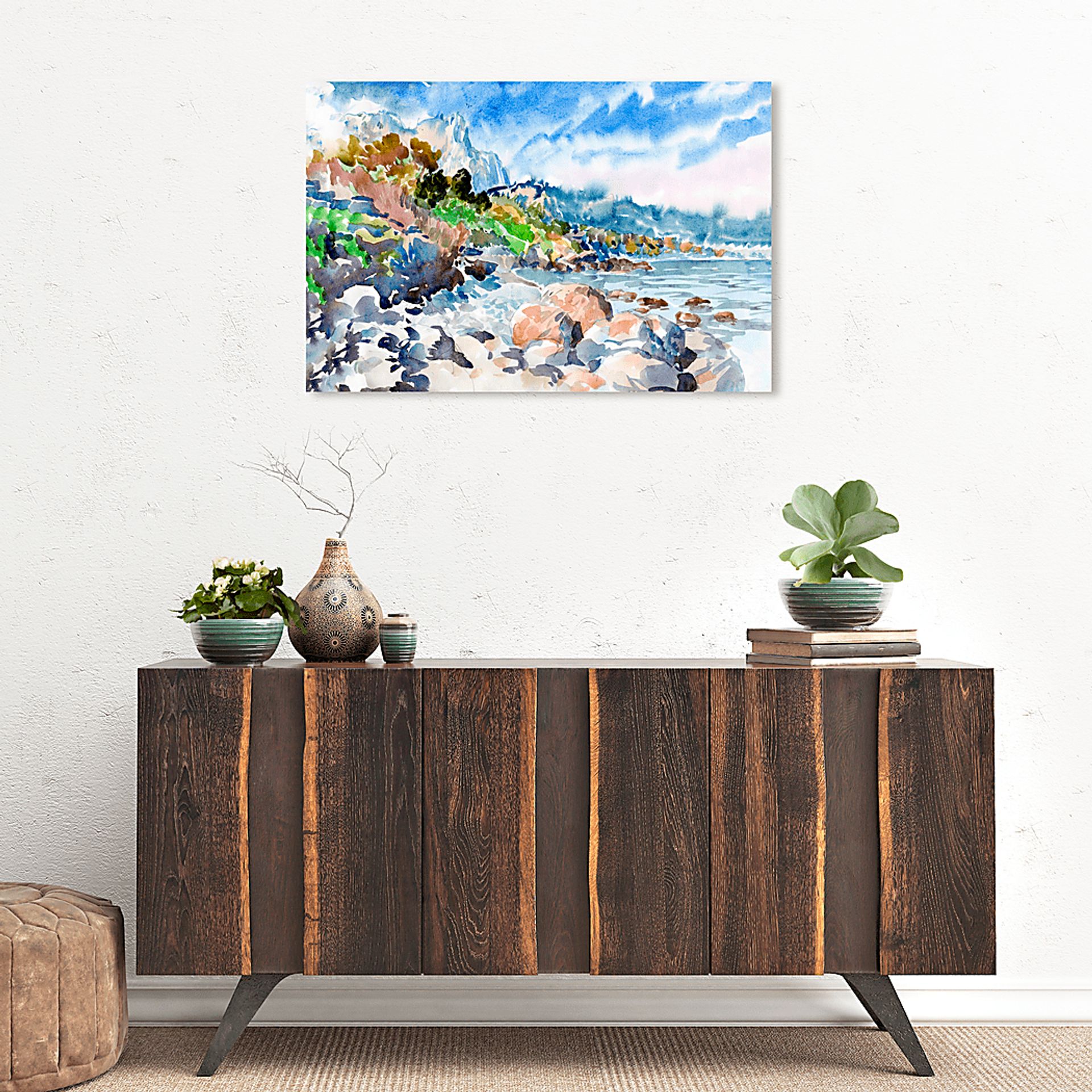 Island Seascape Blue Artwork - Image 2