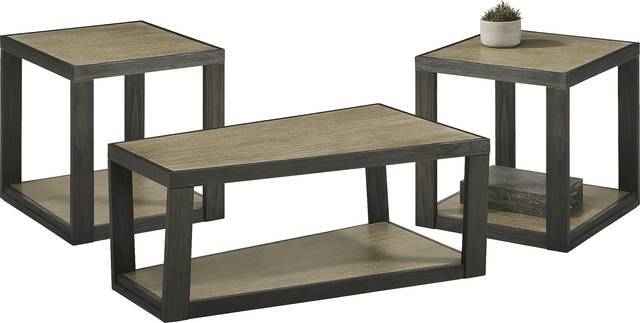 Isley Dark Brown 3 Pc Table Set - Thumbnail - Image 1