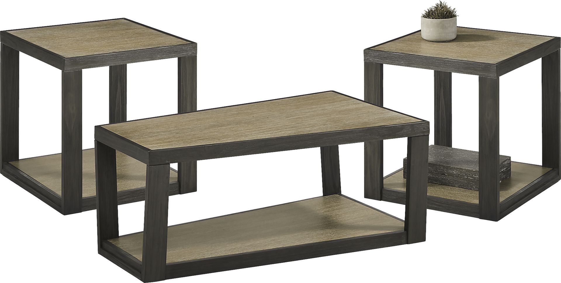 Isley Dark Brown 3 Pc Table Set - Image 1
