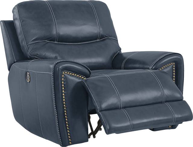 Italo Blue Leather 6 Pc Living Room with Reclining Sofa - Thumbnail - Image 5