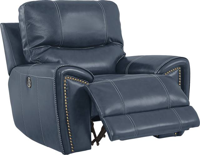 Italo Blue Leather 6 Pc Living Room with Reclining Sofa - Thumbnail - Image 6