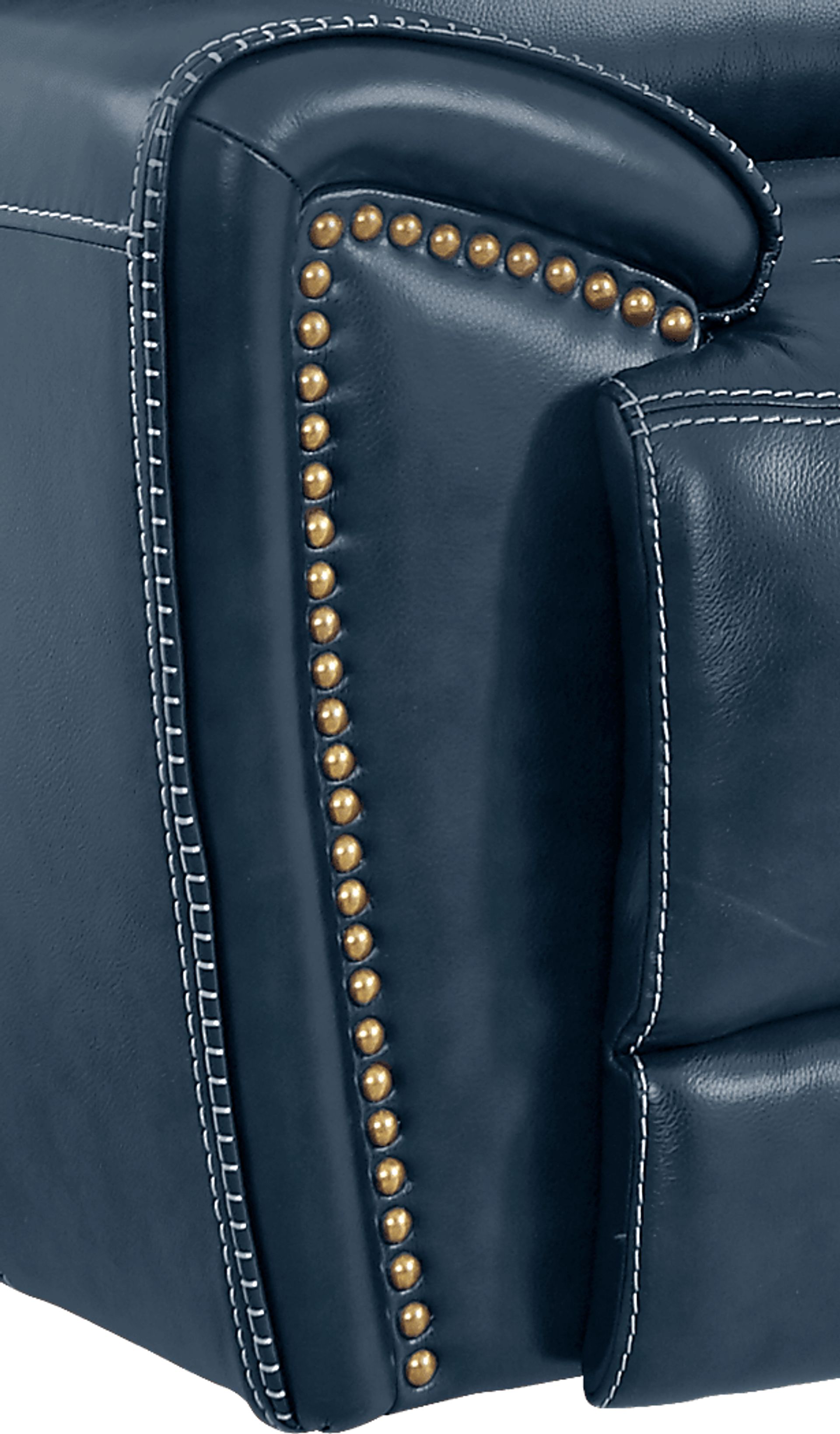 Italo Blue Leather Dual Power Recliner - Image 4