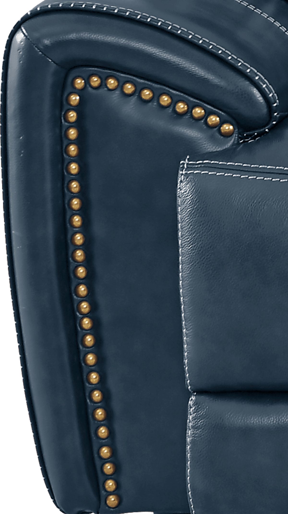 Italo 7 Pc Blue Leather Manual Reclining Living Room Set With Reclining