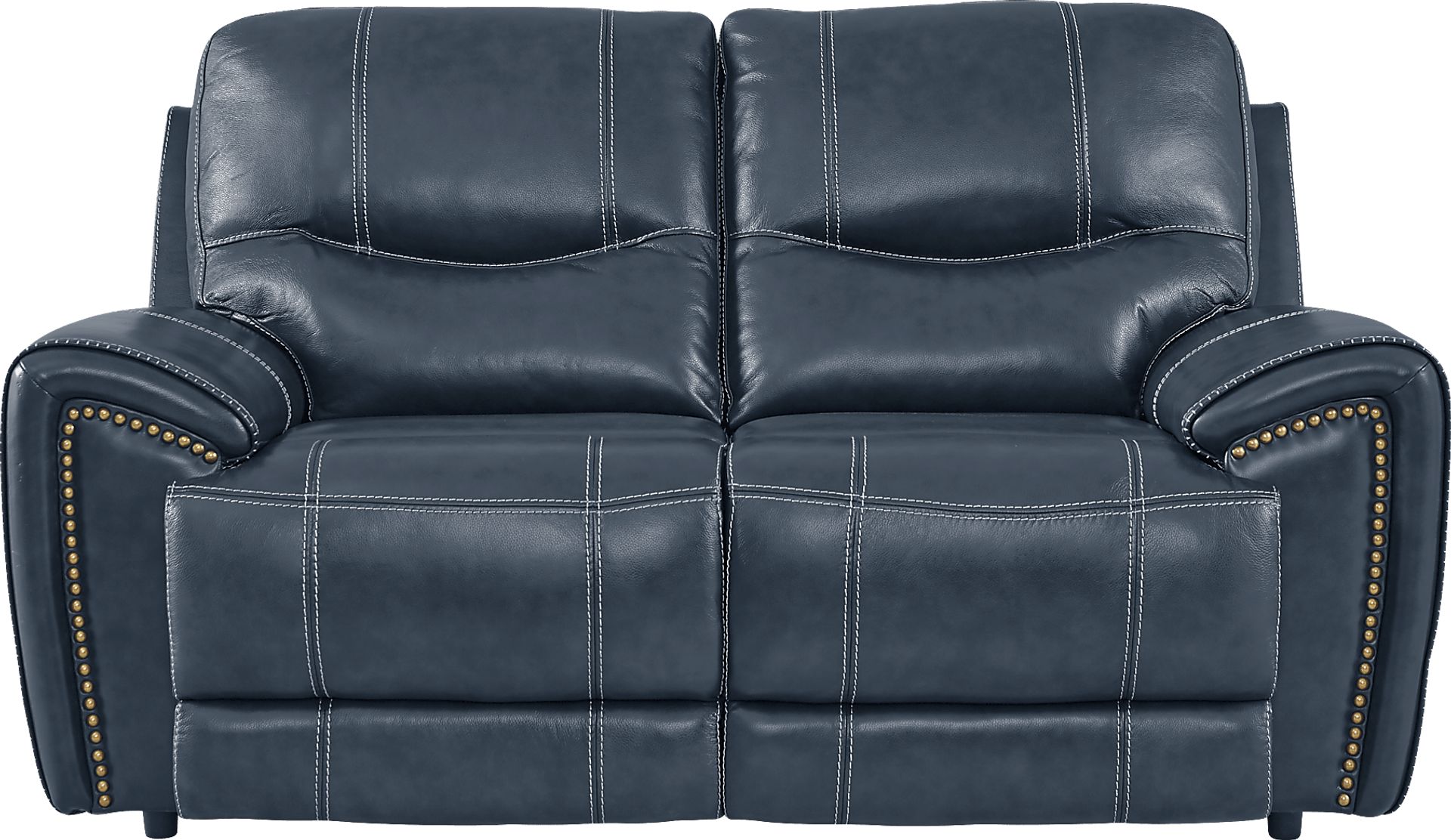 Italo Blue Leather 3 Pc Living Room with Reclining Sofa - Image 4