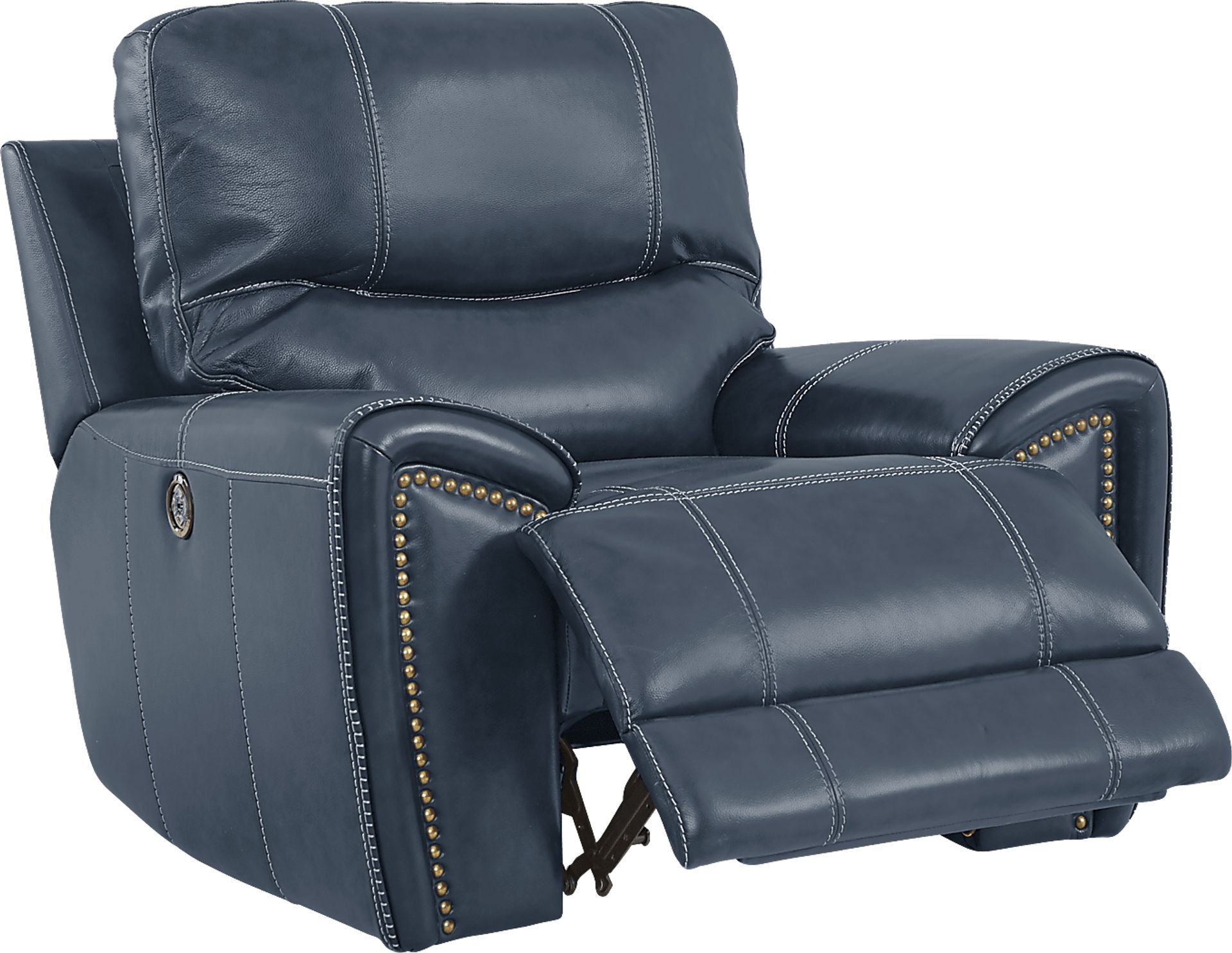 Italo Blue Leather Dual Power Recliner - Image 3
