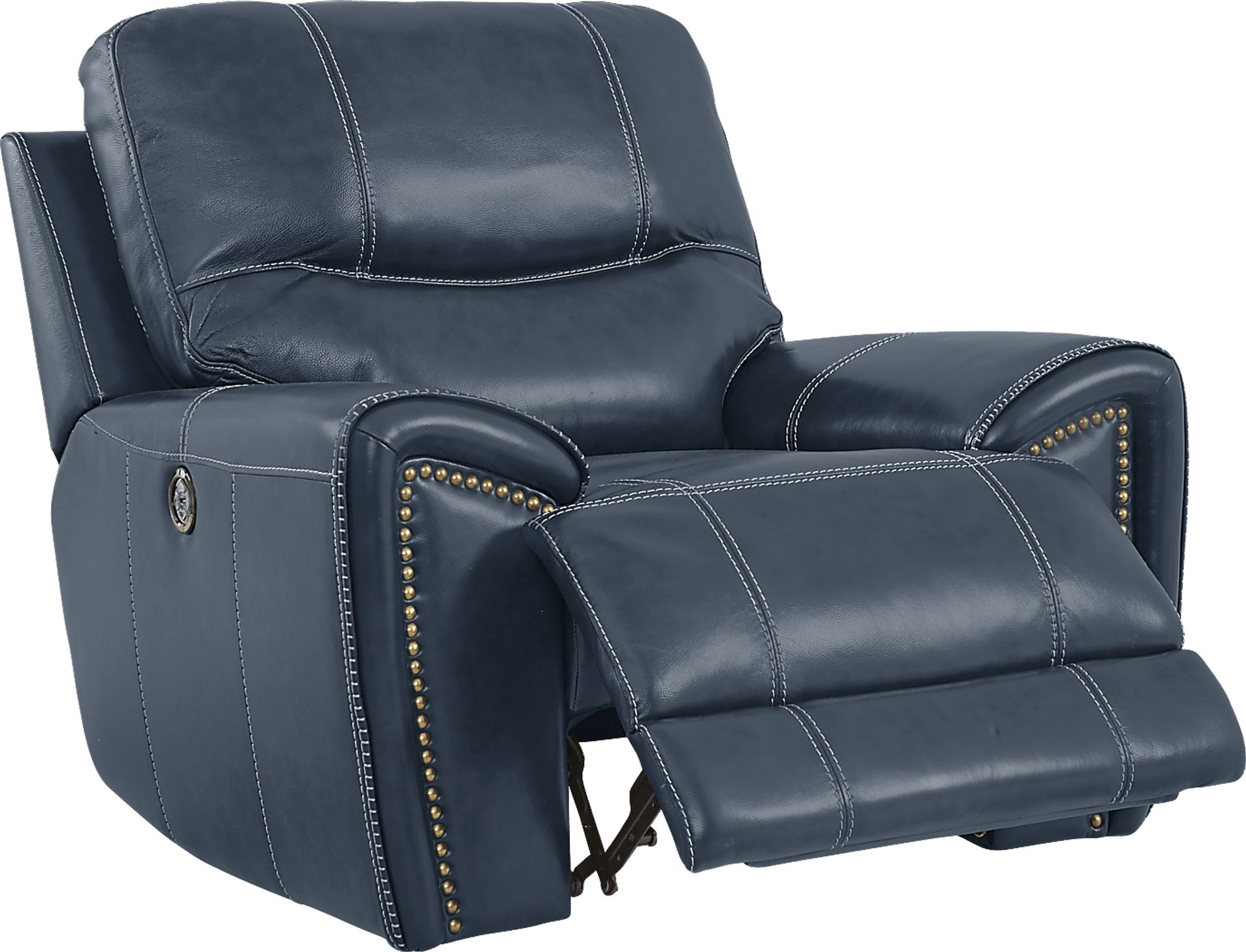 Italo Blue Leather 3 Pc Living Room with Reclining Sofa - Image 7