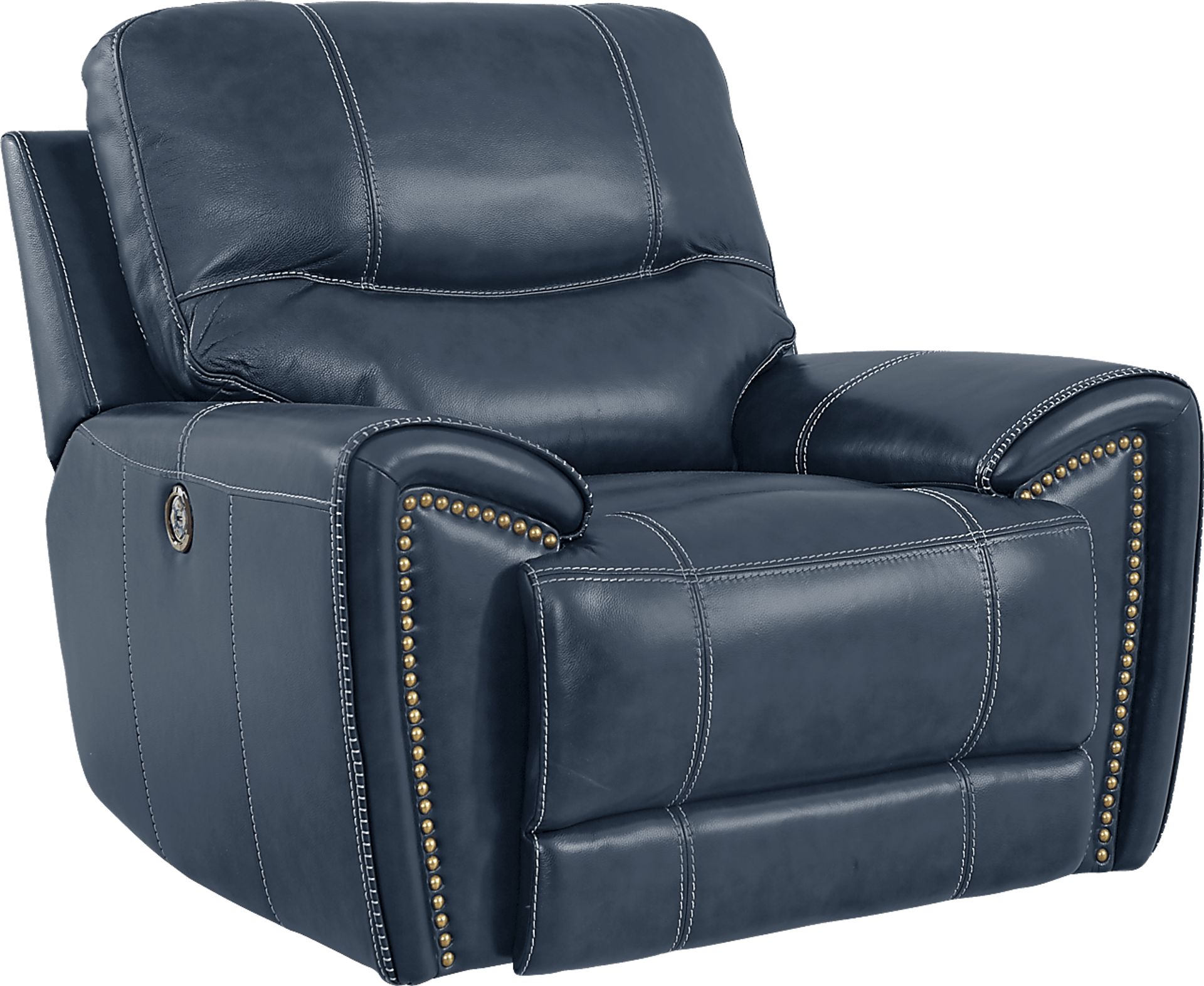 Italo Blue Leather 3 Pc Living Room with Reclining Sofa - Image 6