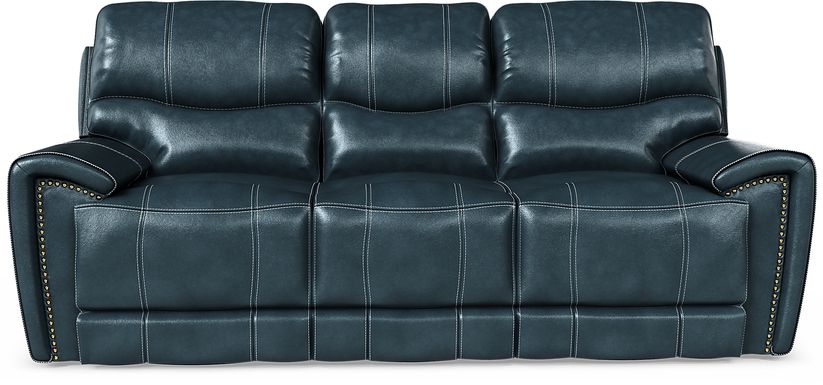 Blue leather best sale reclining sofa set