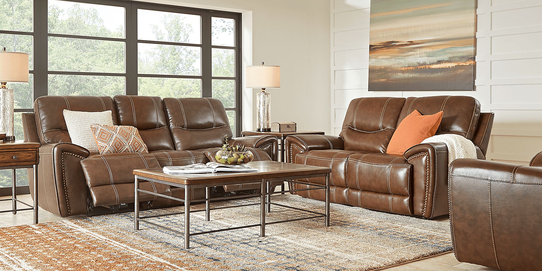 Italo 2 Pc Brown Leather Living Room