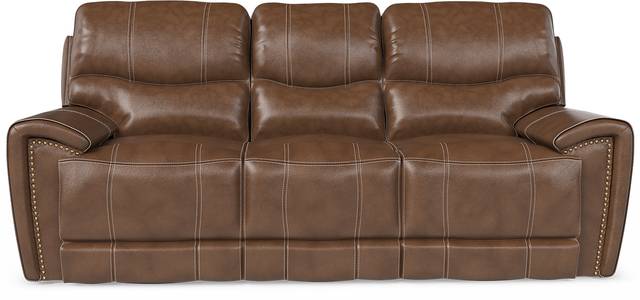 Italo Brown Leather Dual Power Reclining Sofa - Thumbnail - Image 1