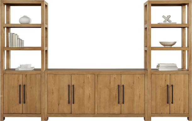 Ithaca Natural 3 Pc Wall Unit with 66 in. Console