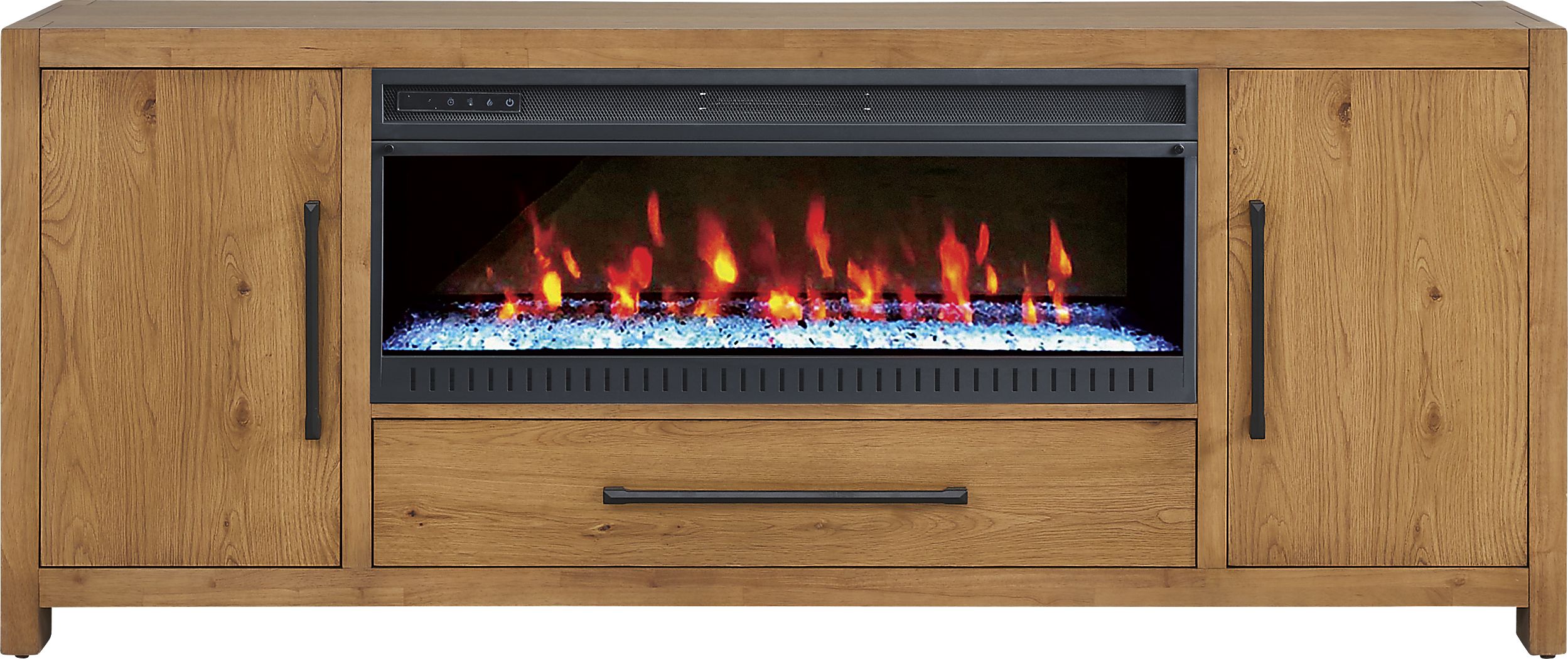 Ithaca Natural 80 in. Console with Electric Fireplace
