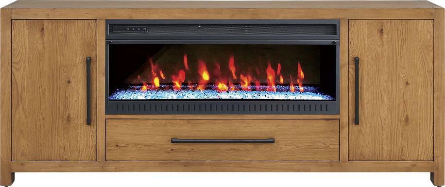 Ithaca Natural 80 in. Console with Electric Fireplace