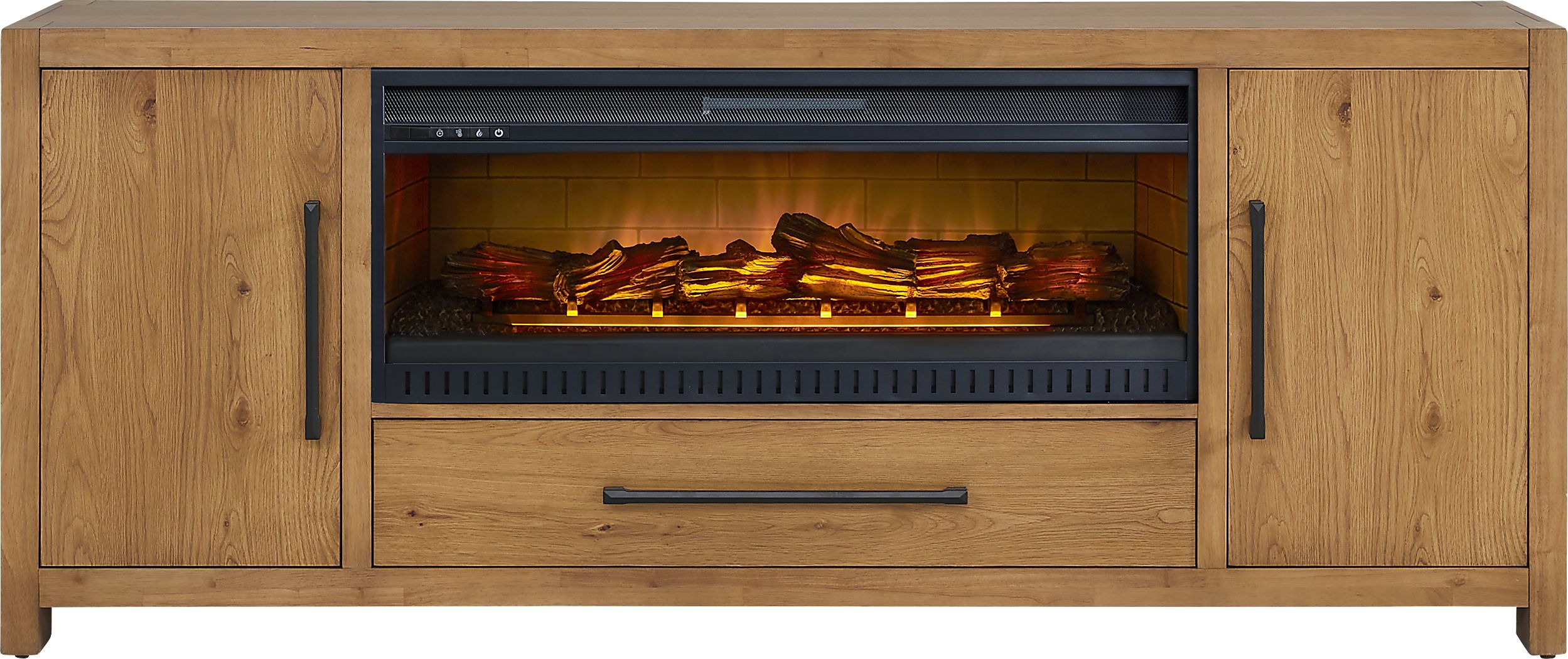 Ithaca Natural 80 in. Console with Electric Log Fireplace