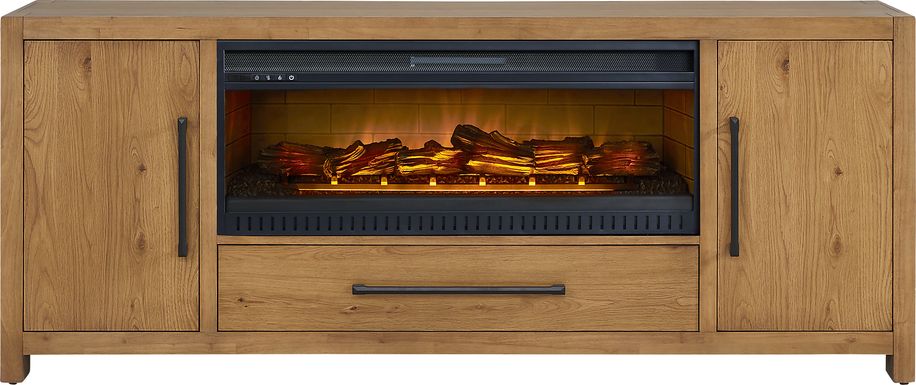 Ithaca Natural 80 in. Console with Electric Log Fireplace