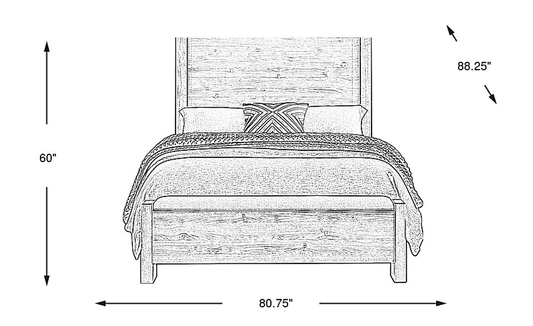 Ithaca Natural 3 Pc King Panel Bed with Bench