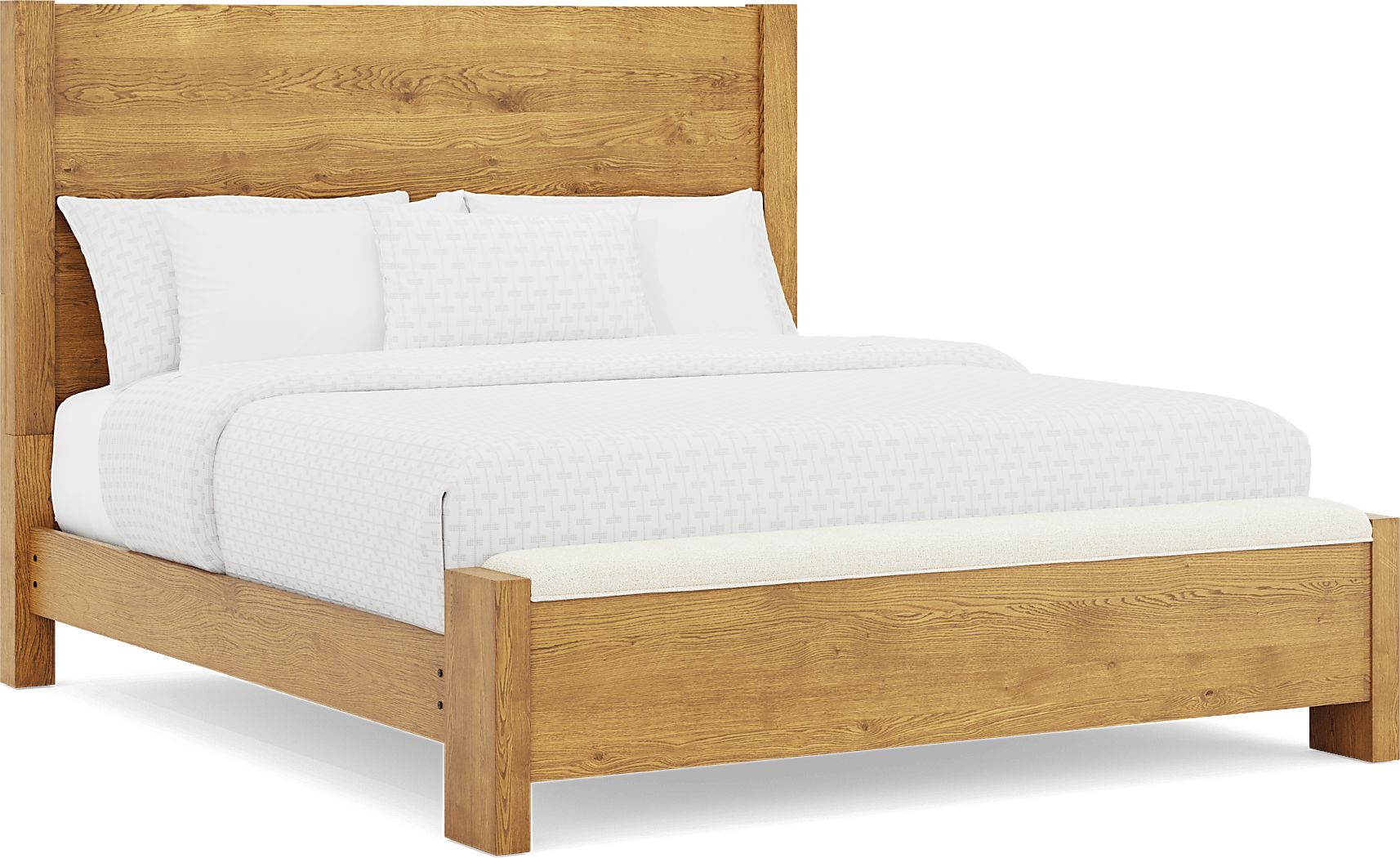 Ithaca Natural 3 Pc King Panel Bed with Bench