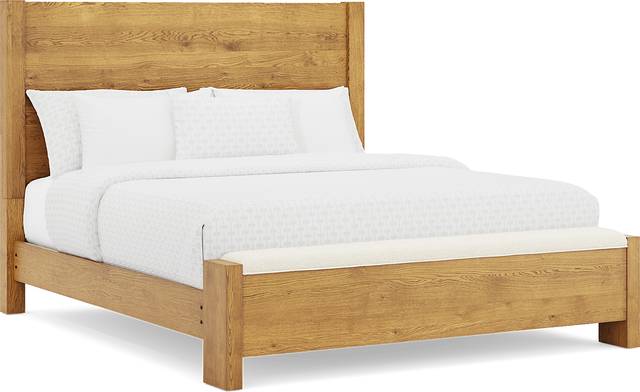 Ithaca Natural 3 Pc King Panel Bed with Bench - Thumbnail - Image 1