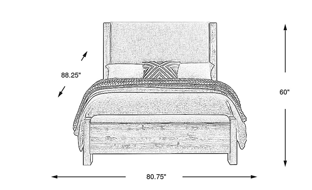 Ithaca Natural 3 Pc King Upholstered Bed with Bench