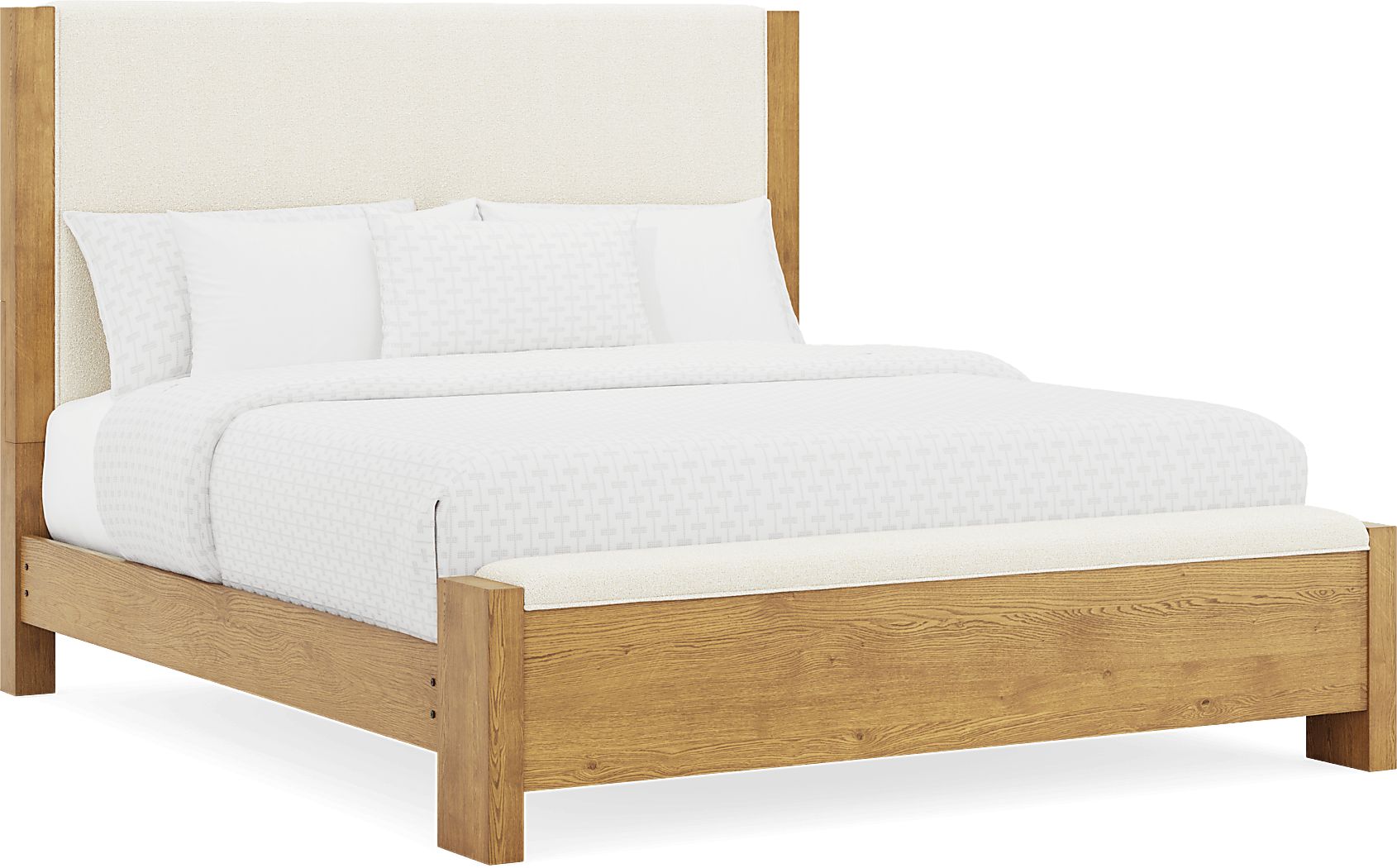 Ithaca Natural 3 Pc King Upholstered Bed with Bench
