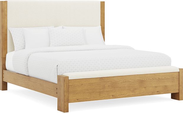 Ithaca Natural 3 Pc King Upholstered Bed with Bench