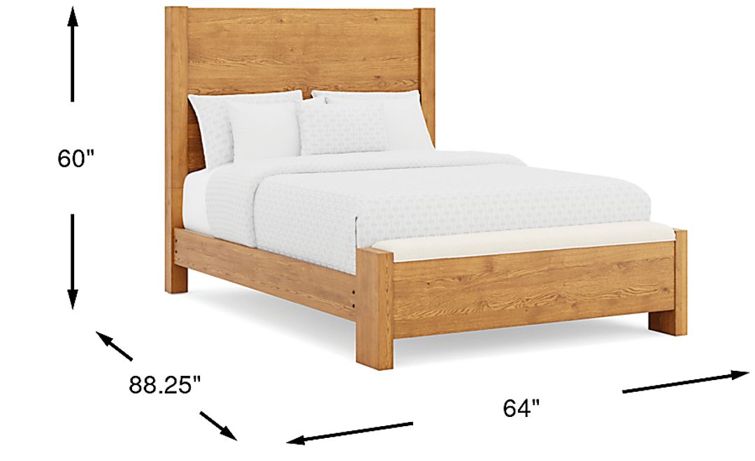Ithaca Natural 3 Pc Queen Panel Bed with Bench
