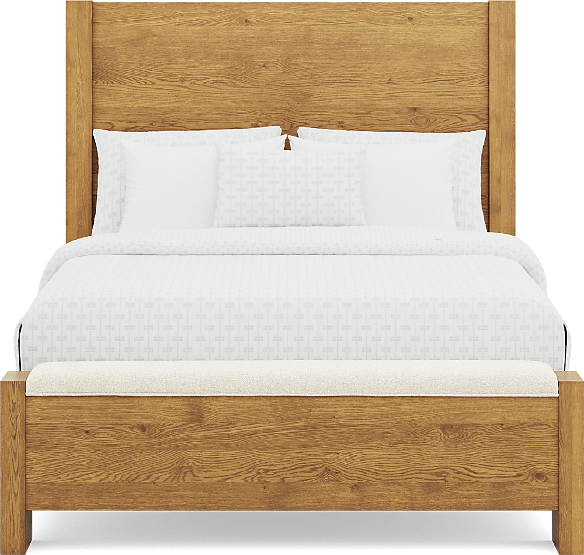 Ithaca Natural 3 Pc Queen Panel Bed with Bench - Image 2